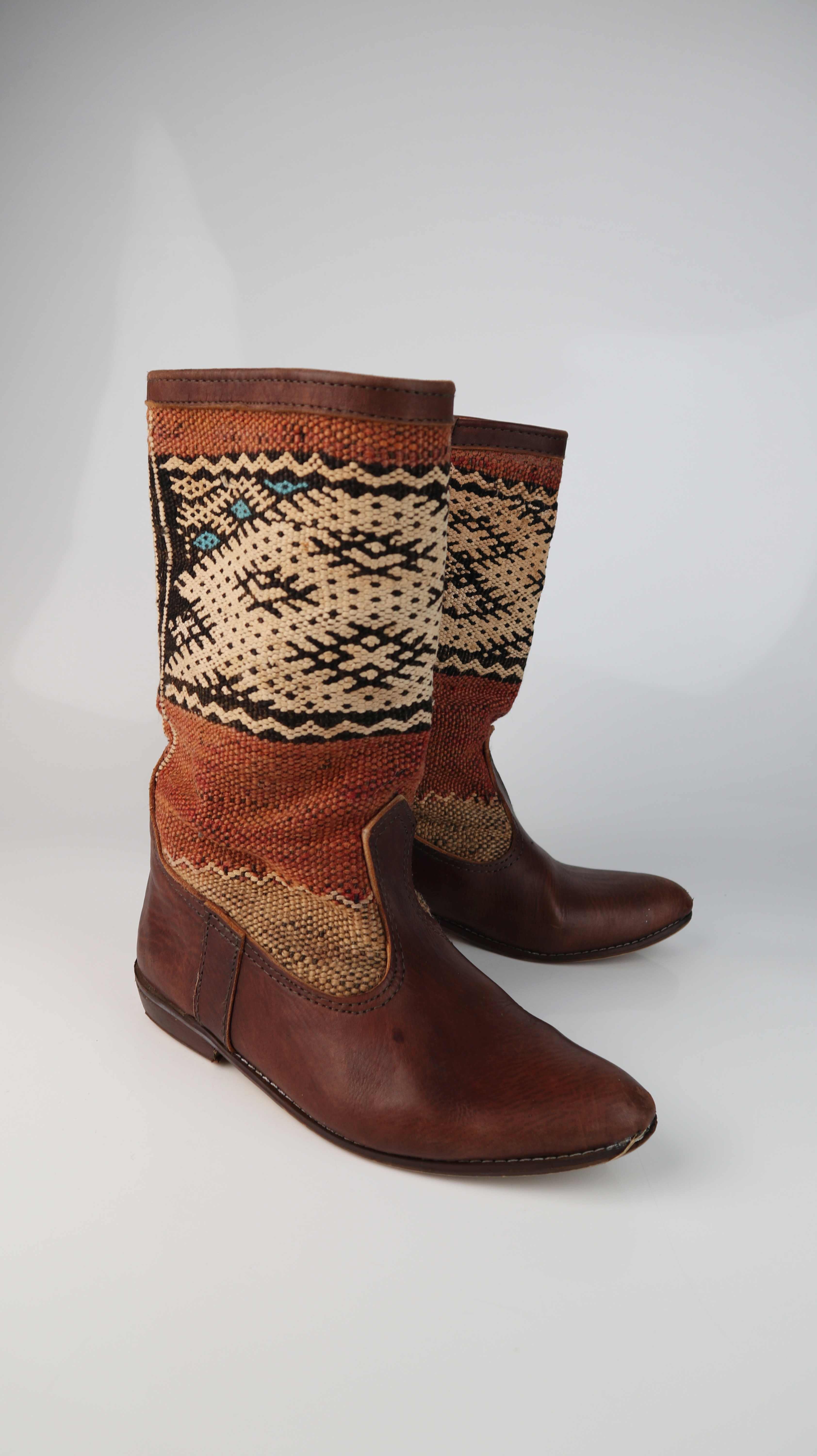 True Vintage Stiefel 39 Hippie Bohemian Lederstiefel Marokko Folklore