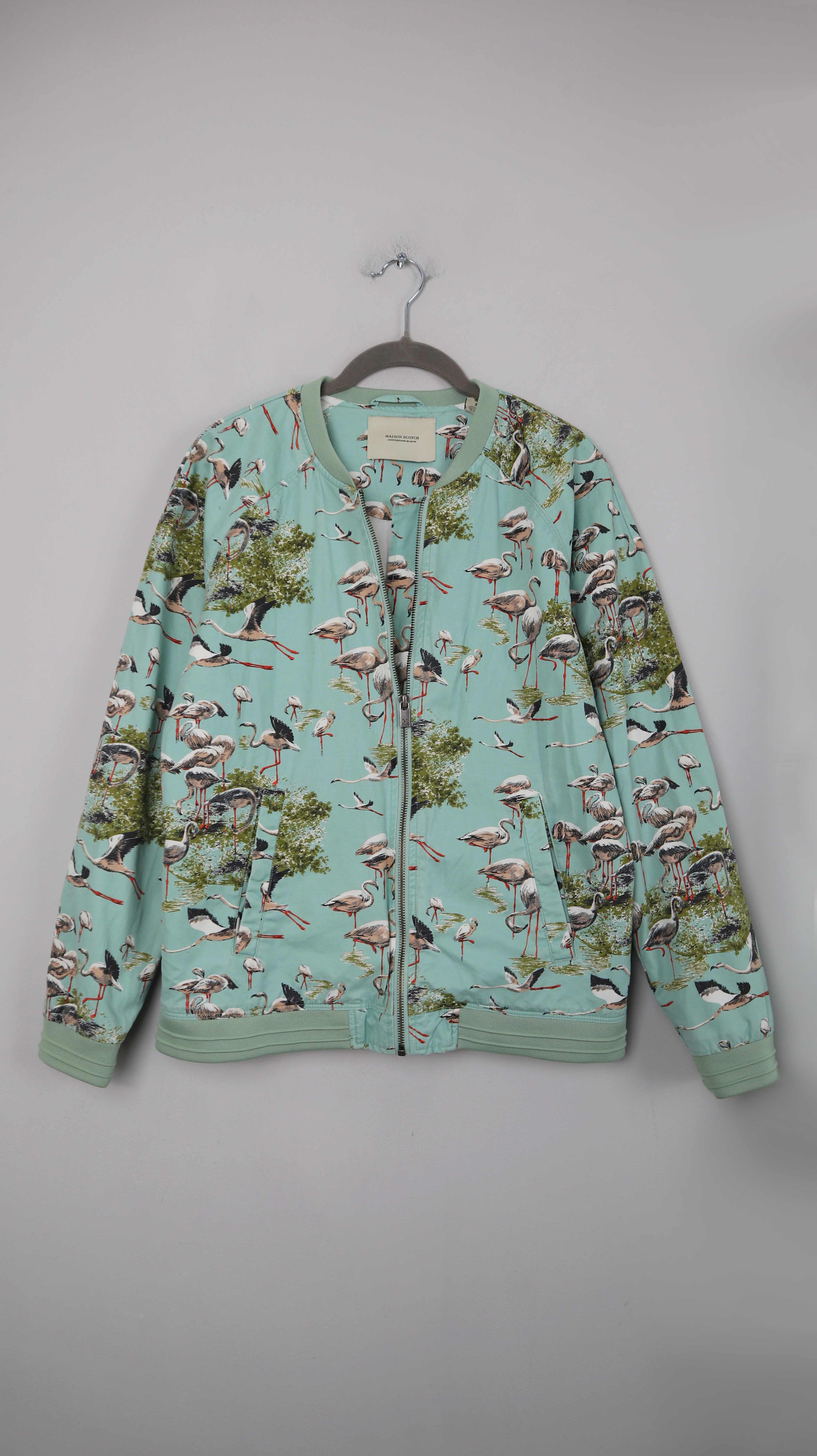 Maison Scotch Jacke Bomberjacke Türkis Flamingos Bomber 38 M Vögel