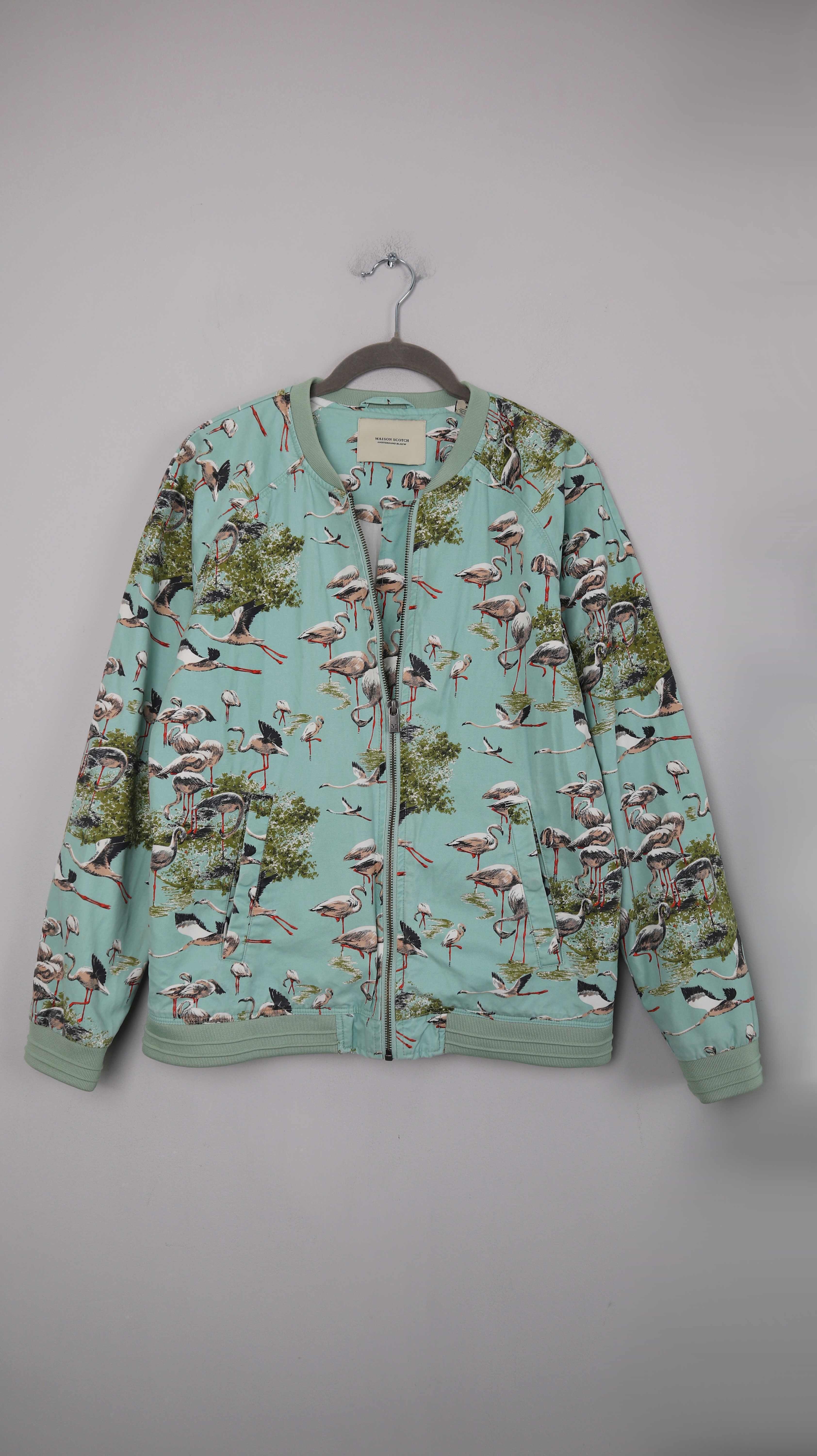 Maison Scotch Jacke Bomberjacke Türkis Flamingos Bomber 38 M Vögel