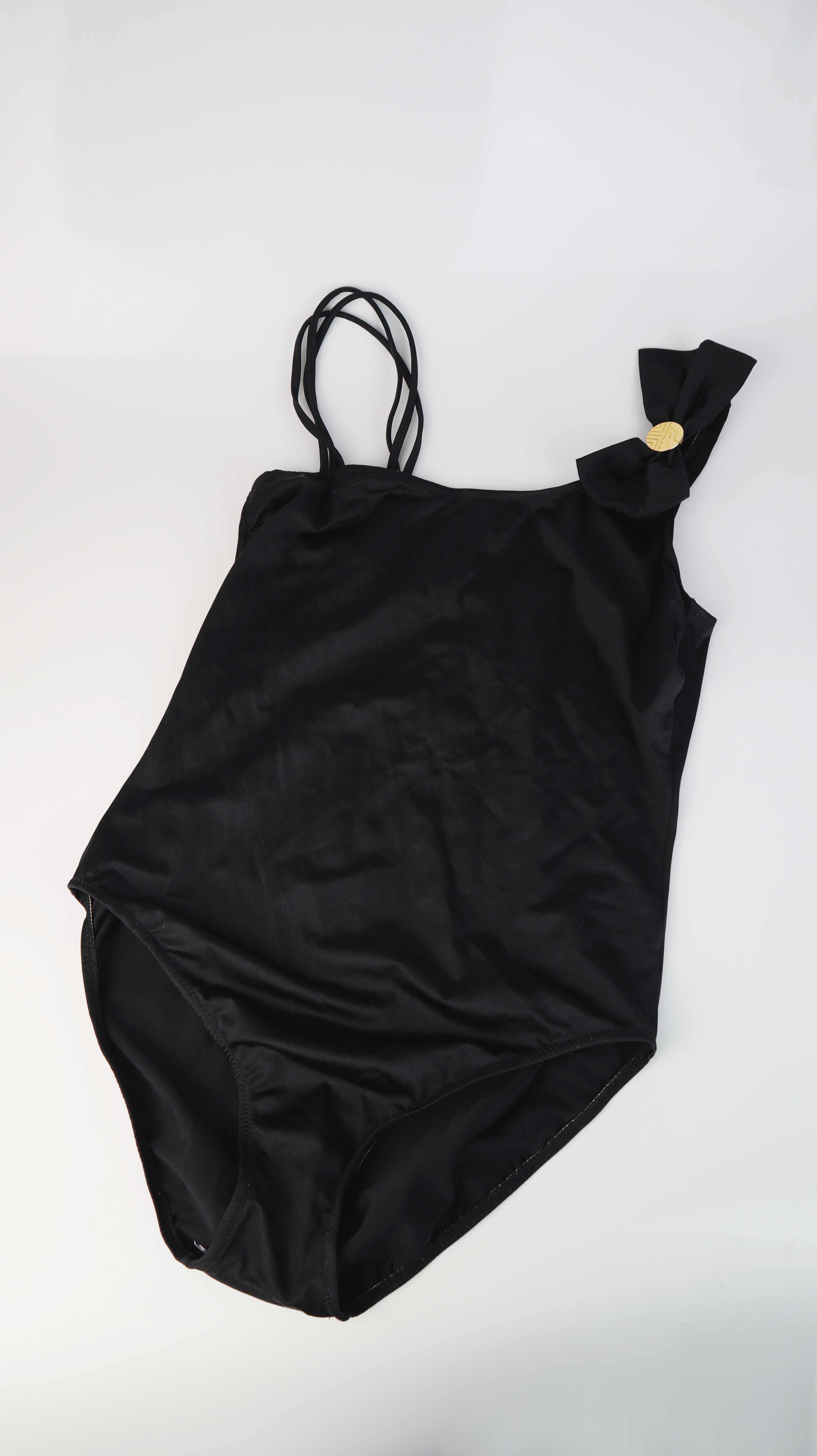 Louis Feraud Badeanzug schwarz 42 L basic Einteiler true Vintage Gold