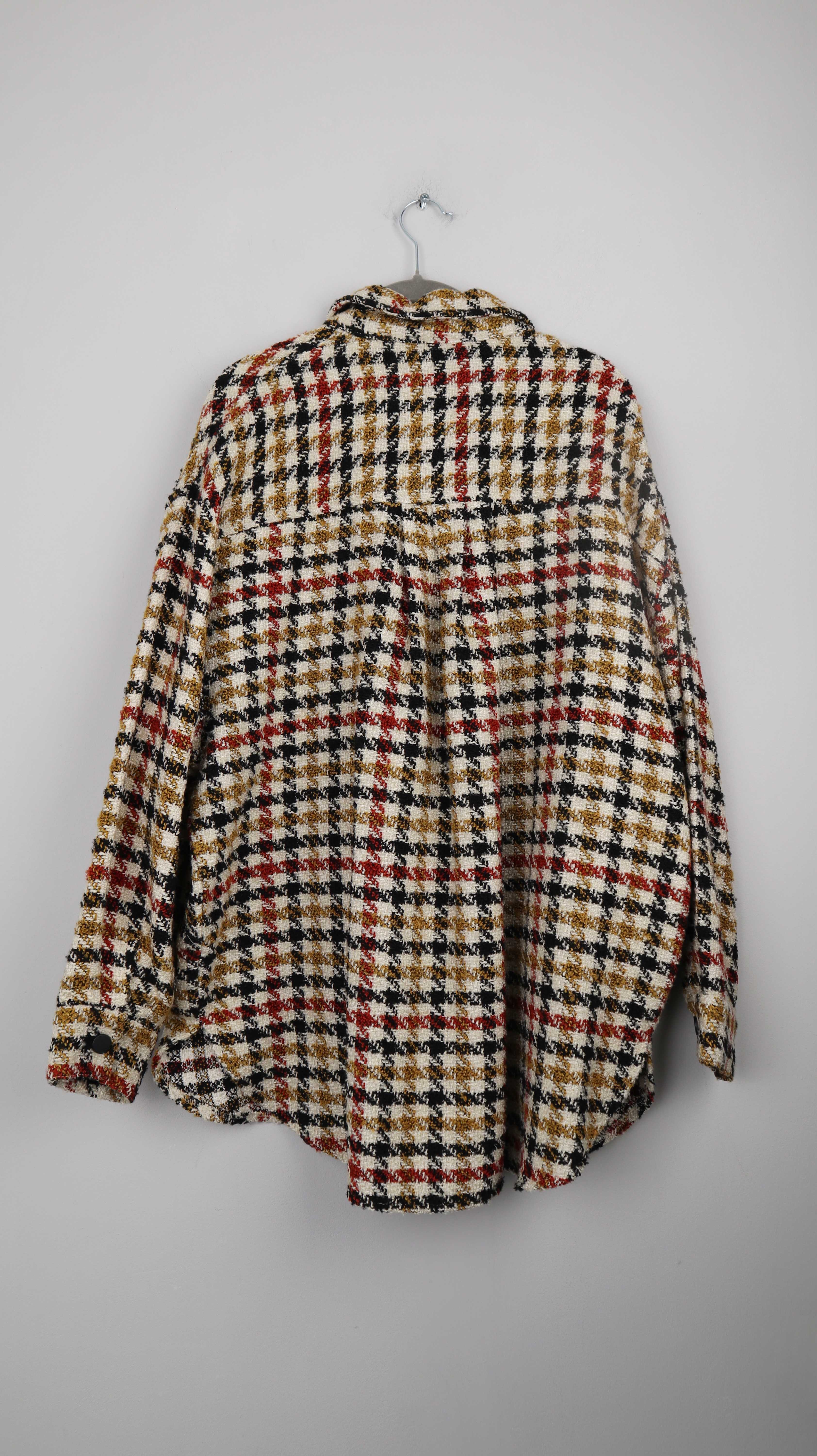 Pull & Bear Jacke Hemd Neu Braun Gelb Hahnentritt 40 L Hemdjacke