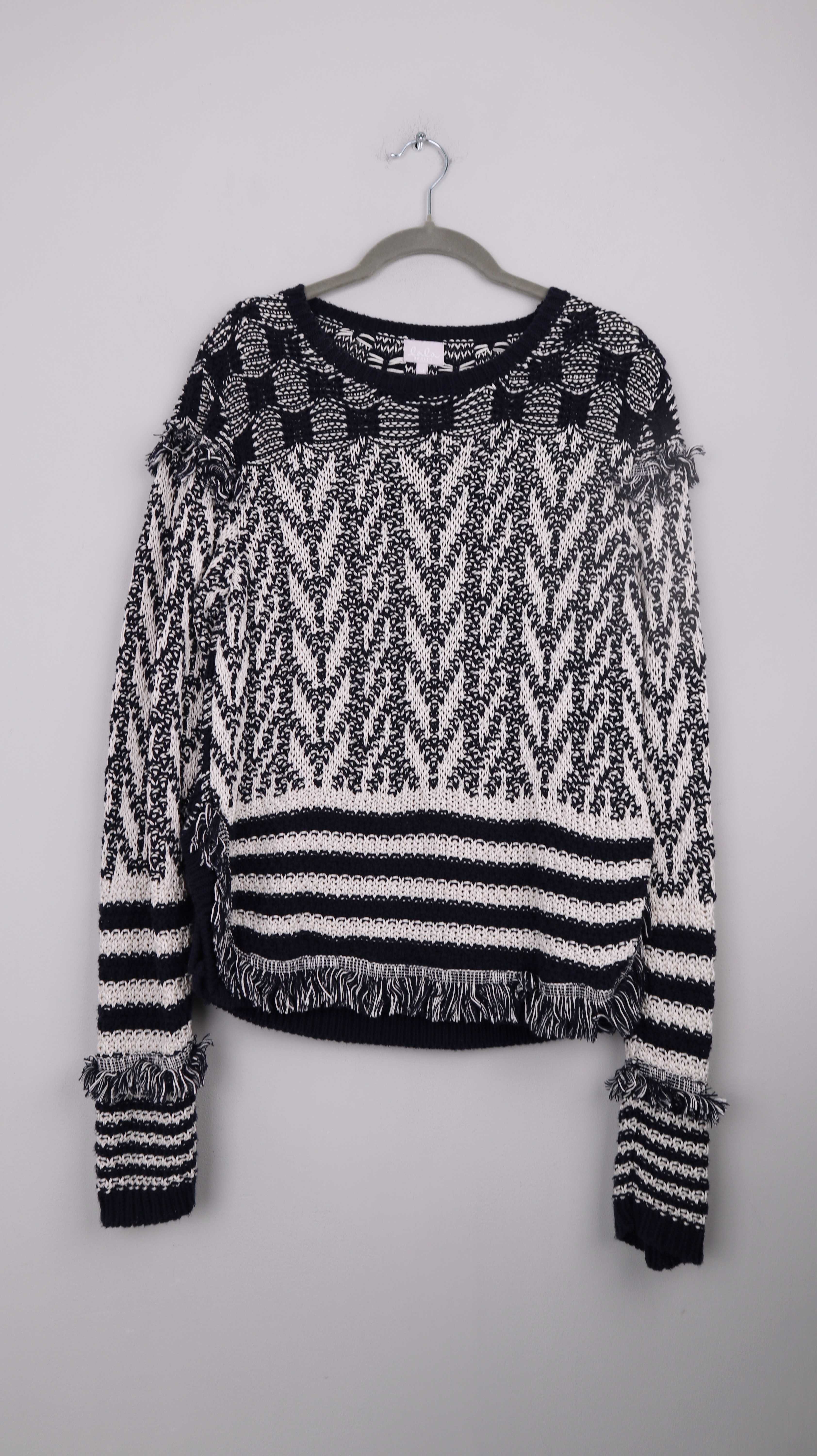 Lala Berlin Pullover Blau Weiß Muster 38 M Strickpullover design Muster
