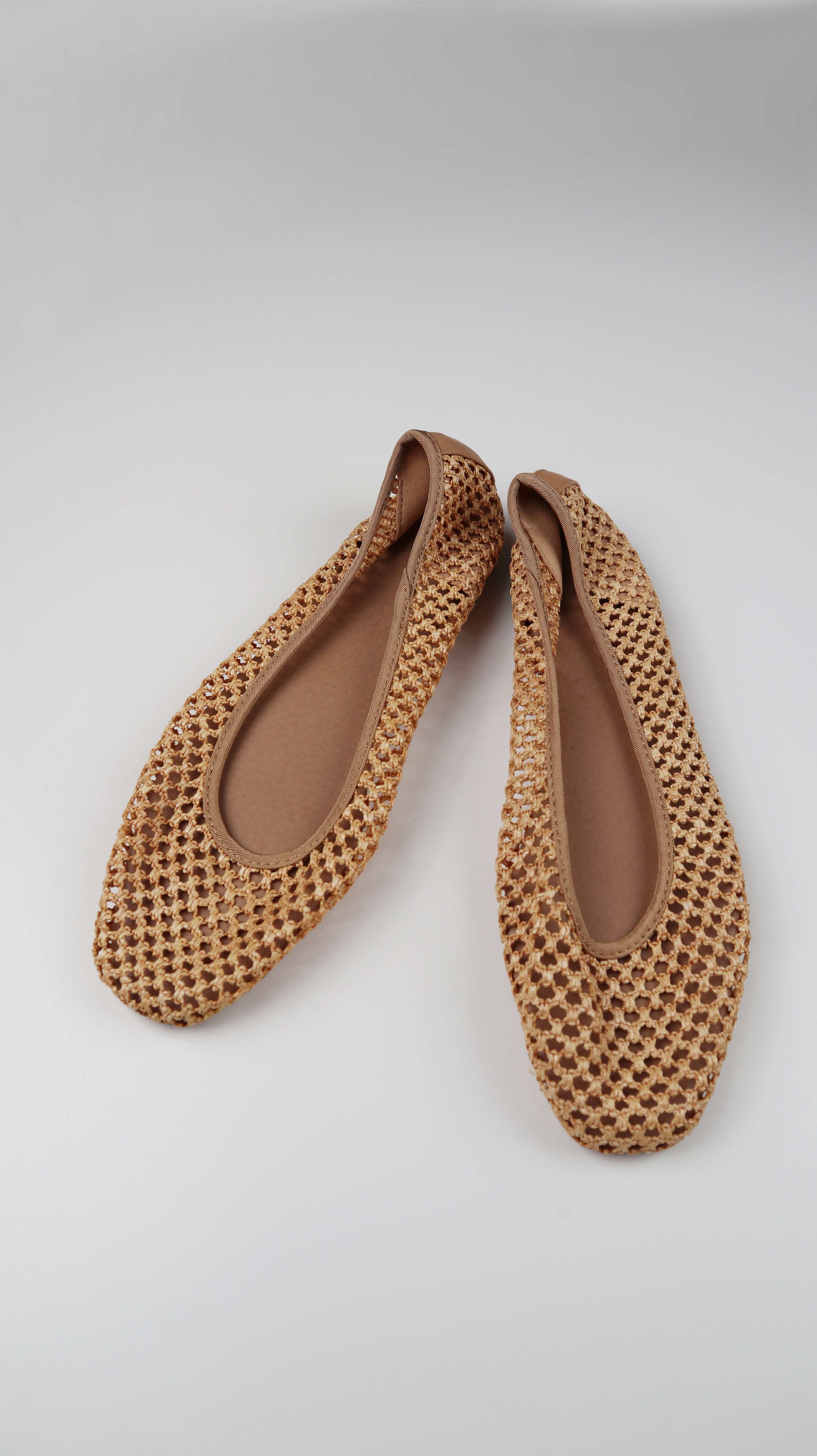 Asos Ballerinas 41 Neu braun geflochten Flechtballerinas Korb beige