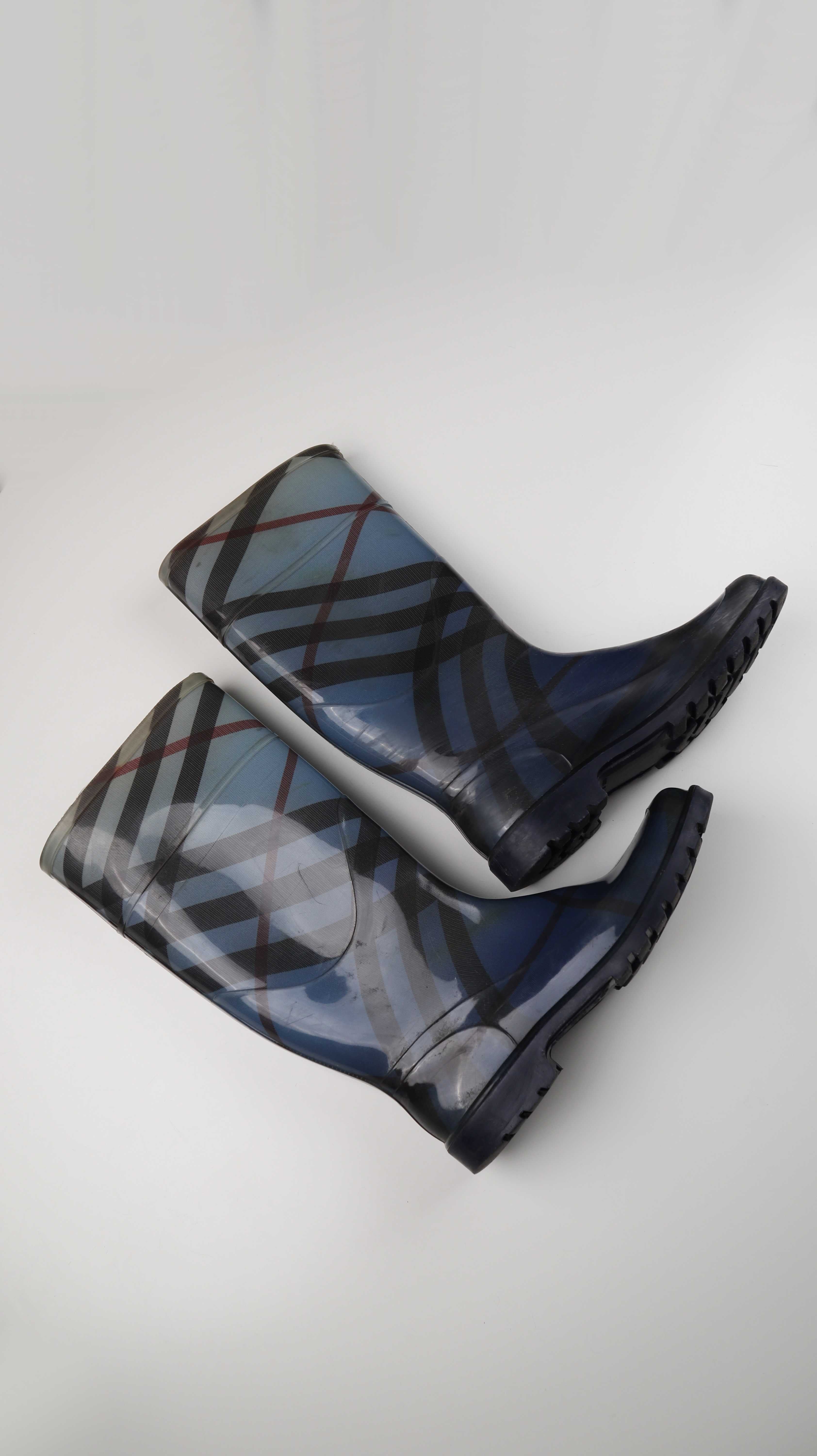 Burberry Gummistiefel blau 39 kariert Rubber Check Rain Stiefel