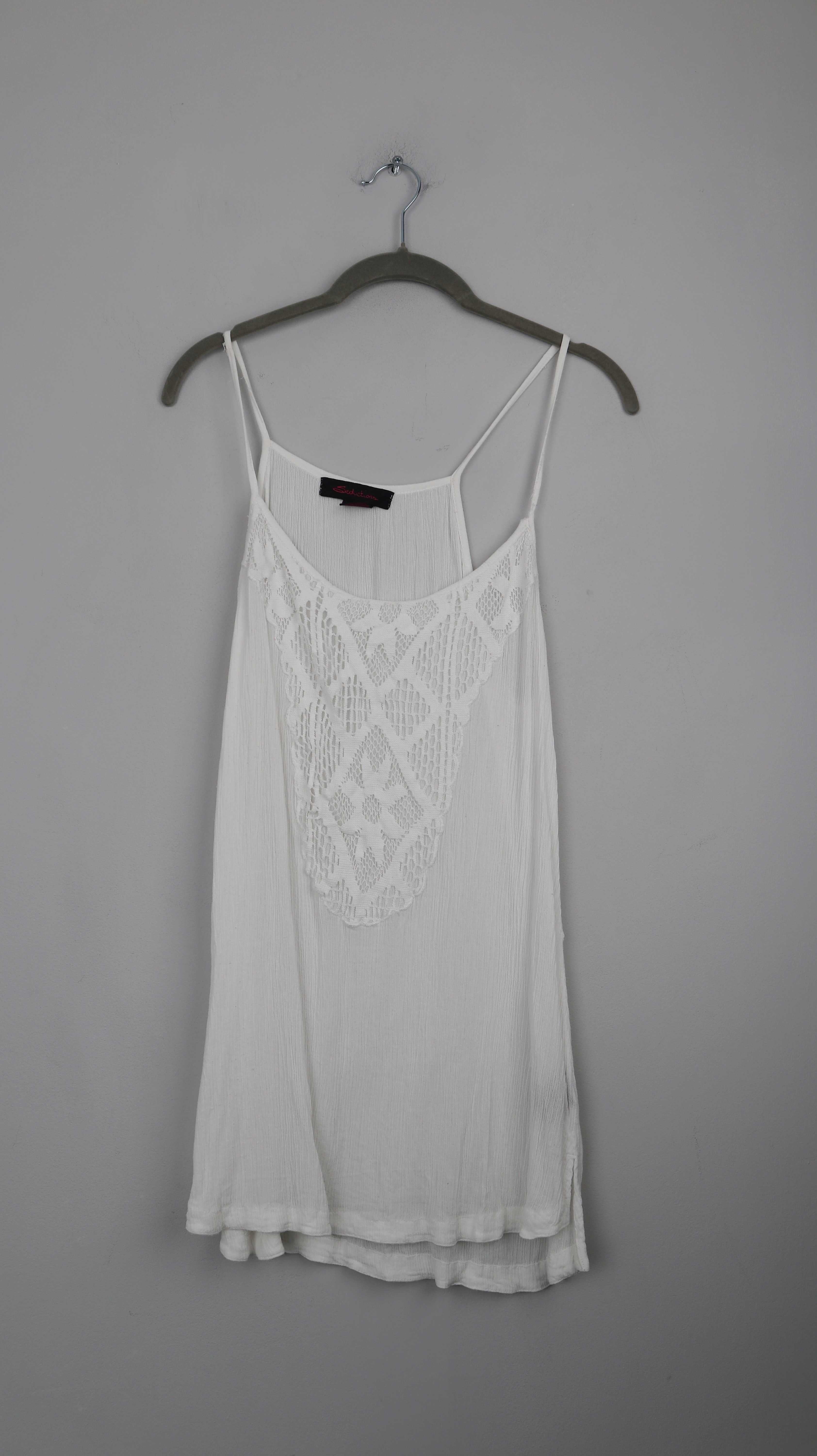 Seduction Top Weiß 40 L bestickt Shirt Oberteil Tanktop