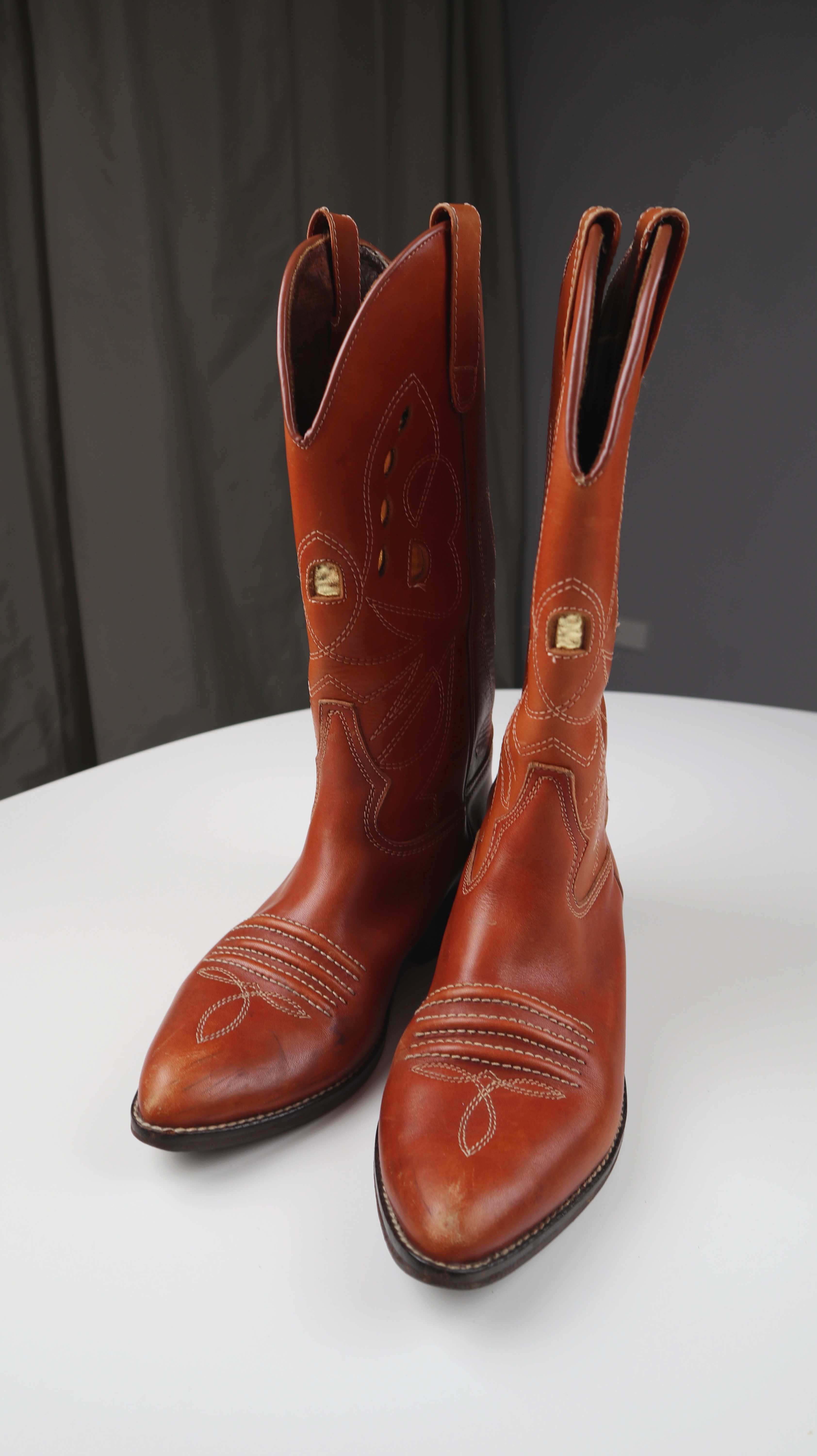 Cowboystiefel braun 40 Stiefel Boots Cowboyboots Gold Leder Lederstiefel