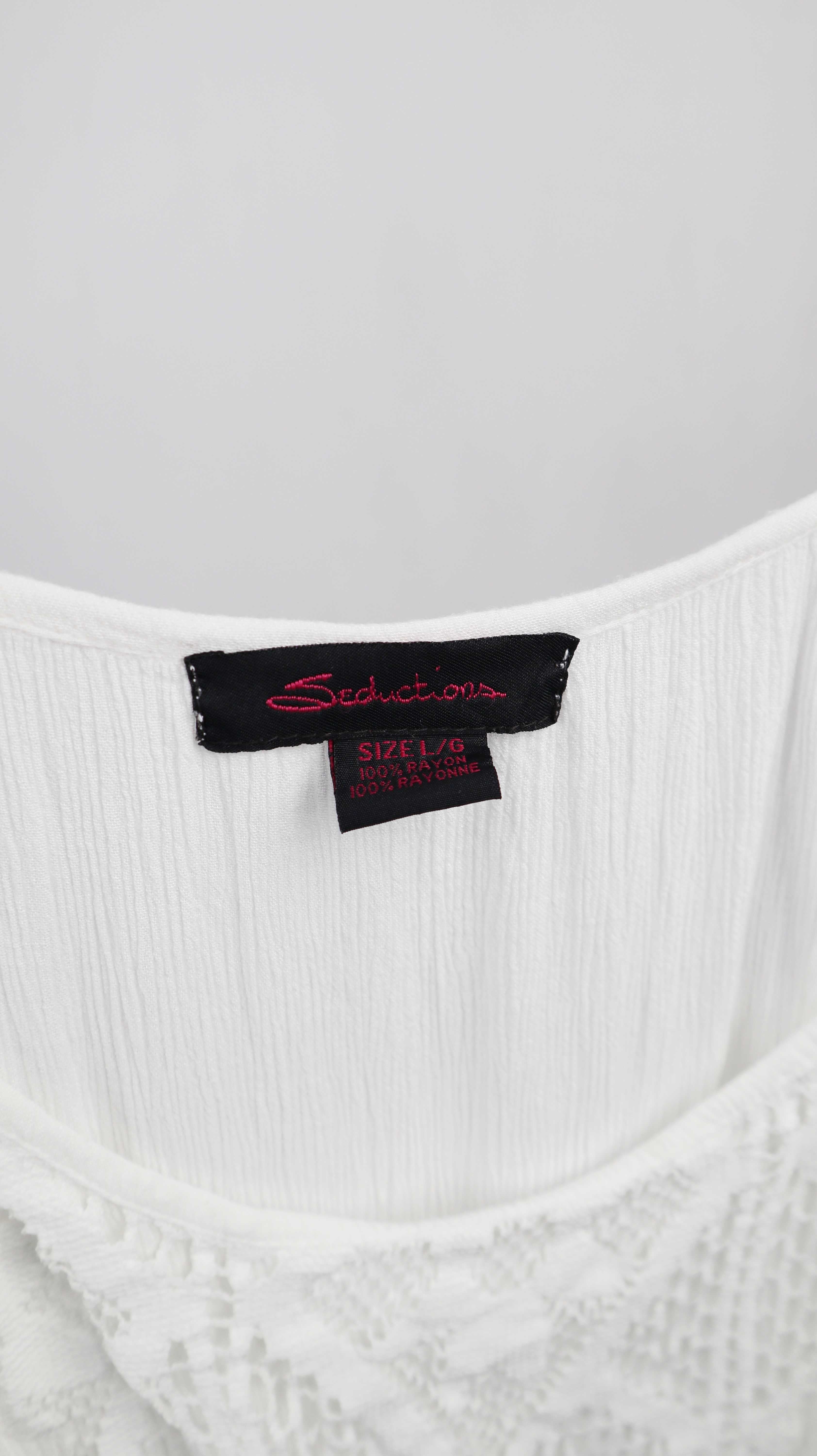 Seduction Top Weiß 40 L bestickt Shirt Oberteil Tanktop