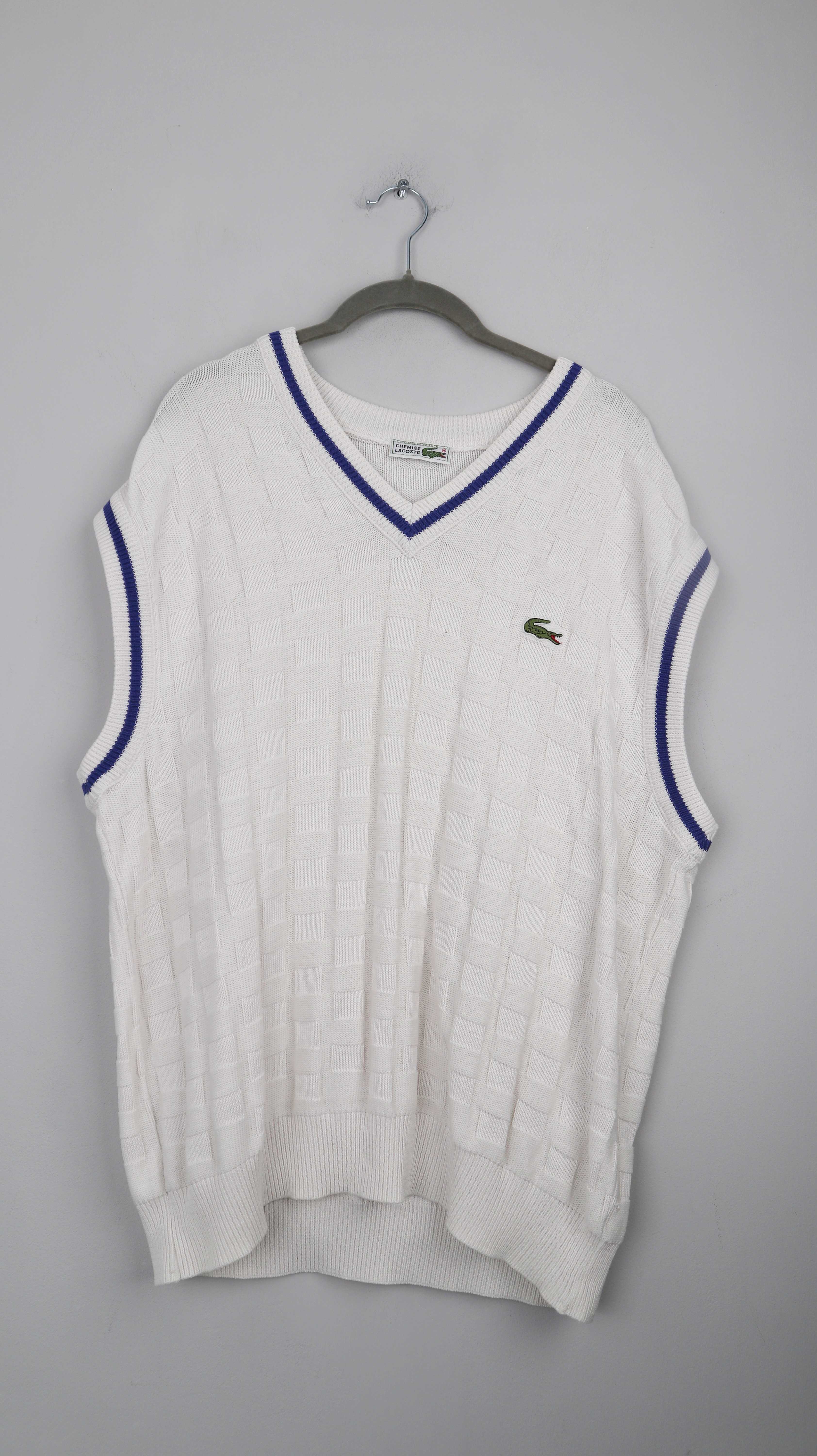 Lacoste Weste Weiß true Vintage basic Made in France Tennisweste Baumwollweste kariert