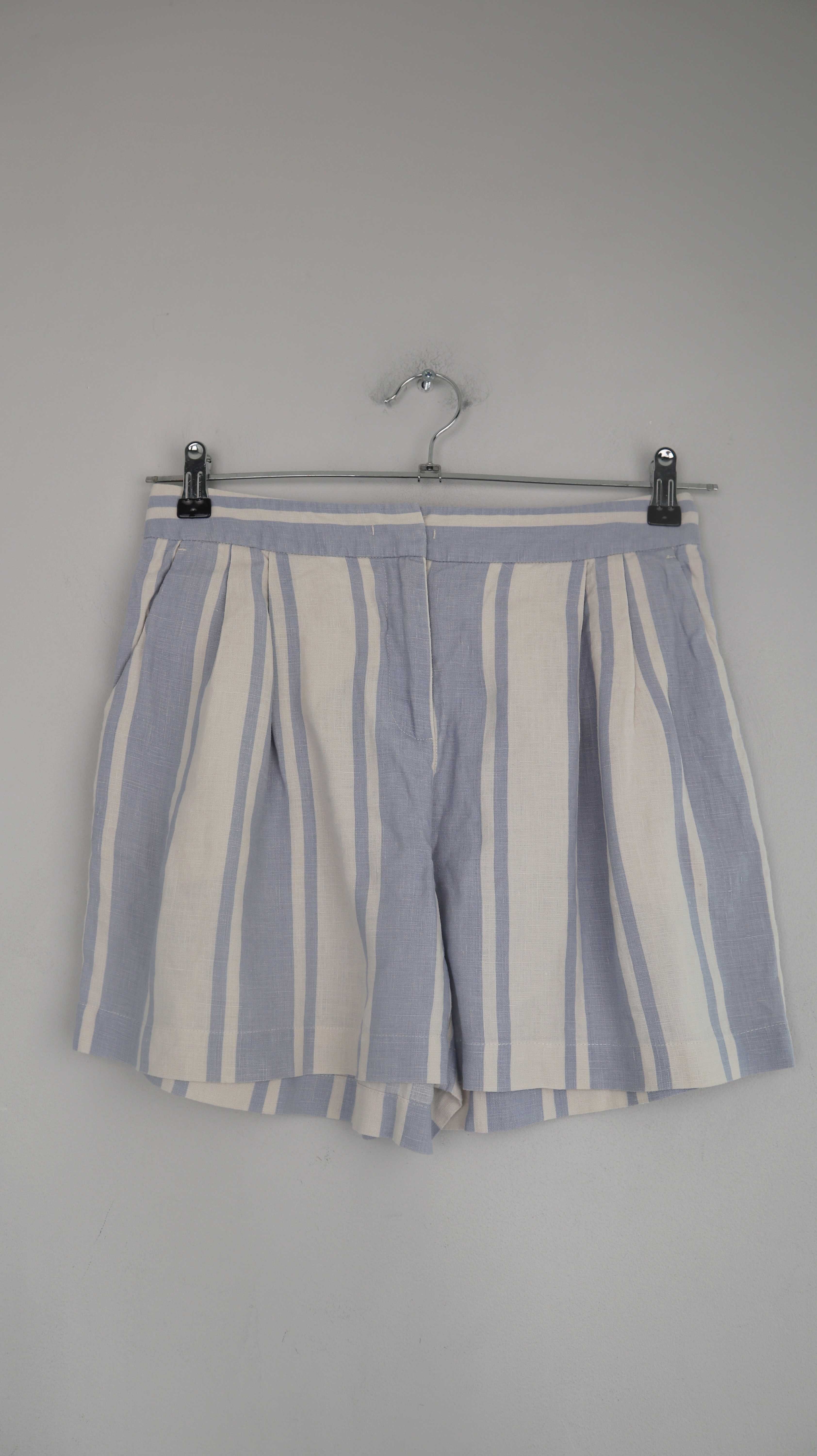 Max & CO Shorts kurze Hose Leinenhose Leinenshorts blau weiß 38 M