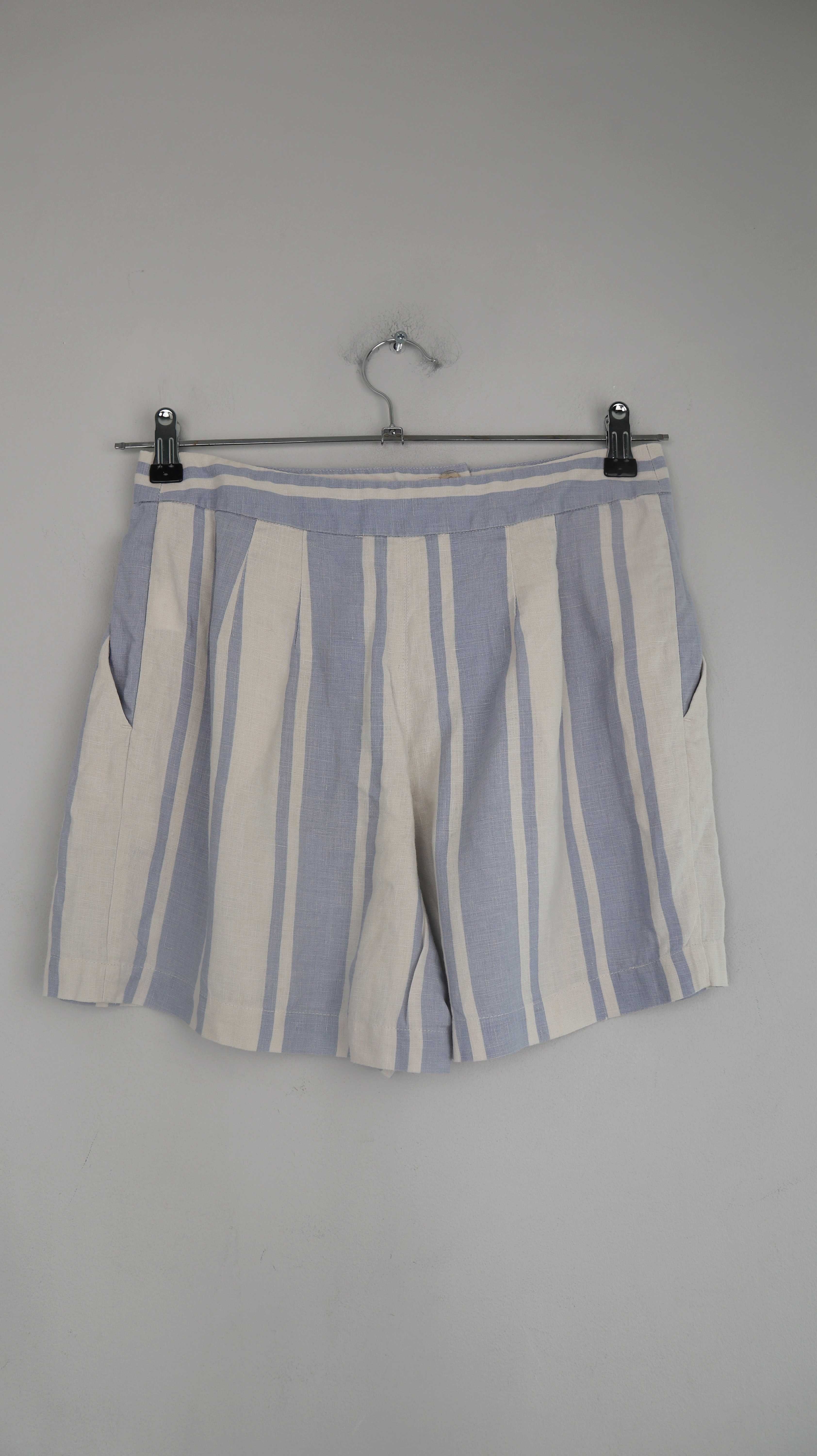 Max & CO Shorts kurze Hose Leinenhose Leinenshorts blau weiß 38 M