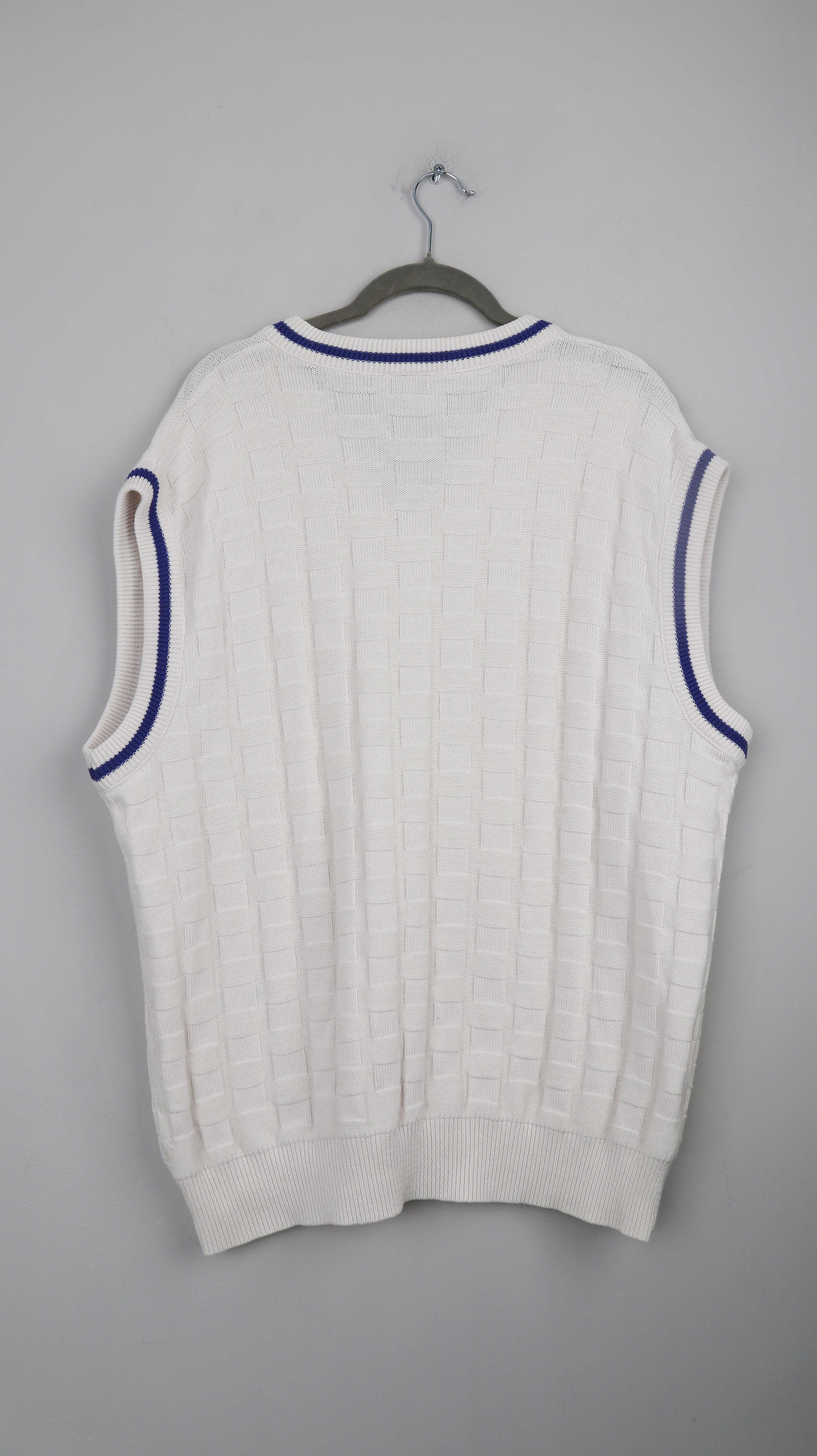 Lacoste Weste Weiß true Vintage basic Made in France Tennisweste Baumwollweste kariert