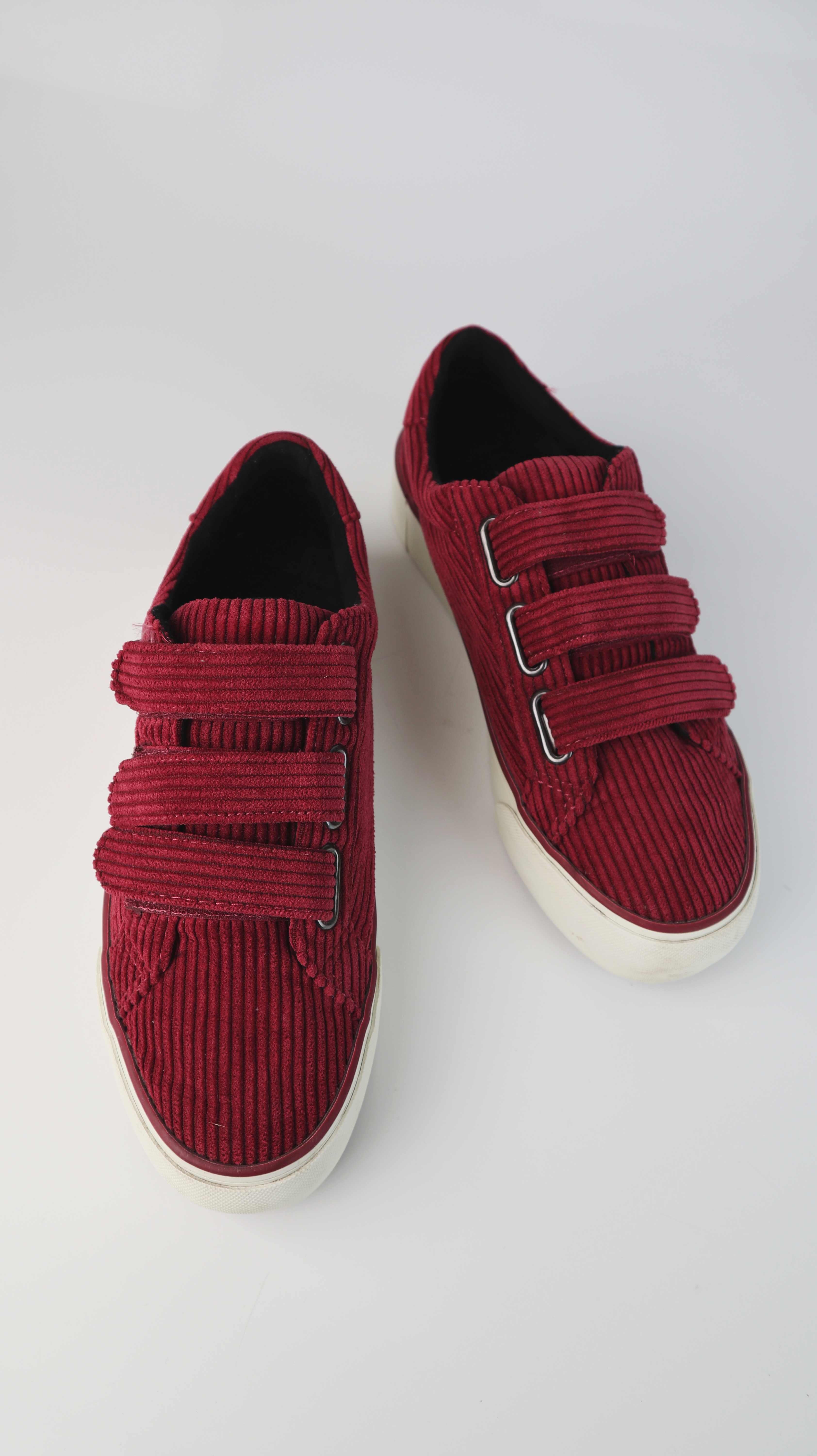 Bershka Sneaker rot Cord 38 Cordsneaker Plateau