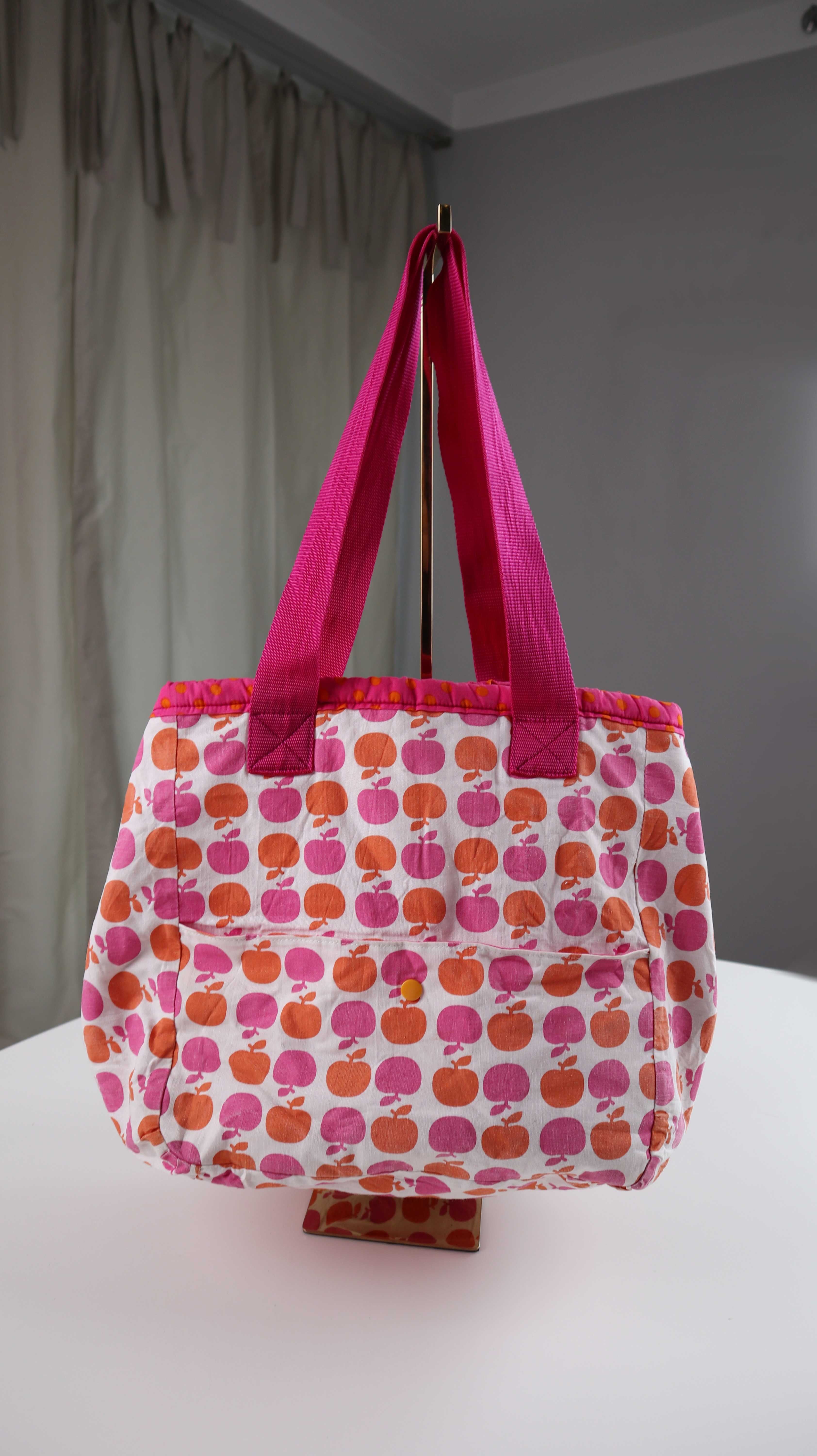 Tasche Strandtasche pink orange Äpfel Tragetasche Shopper Stofftasche