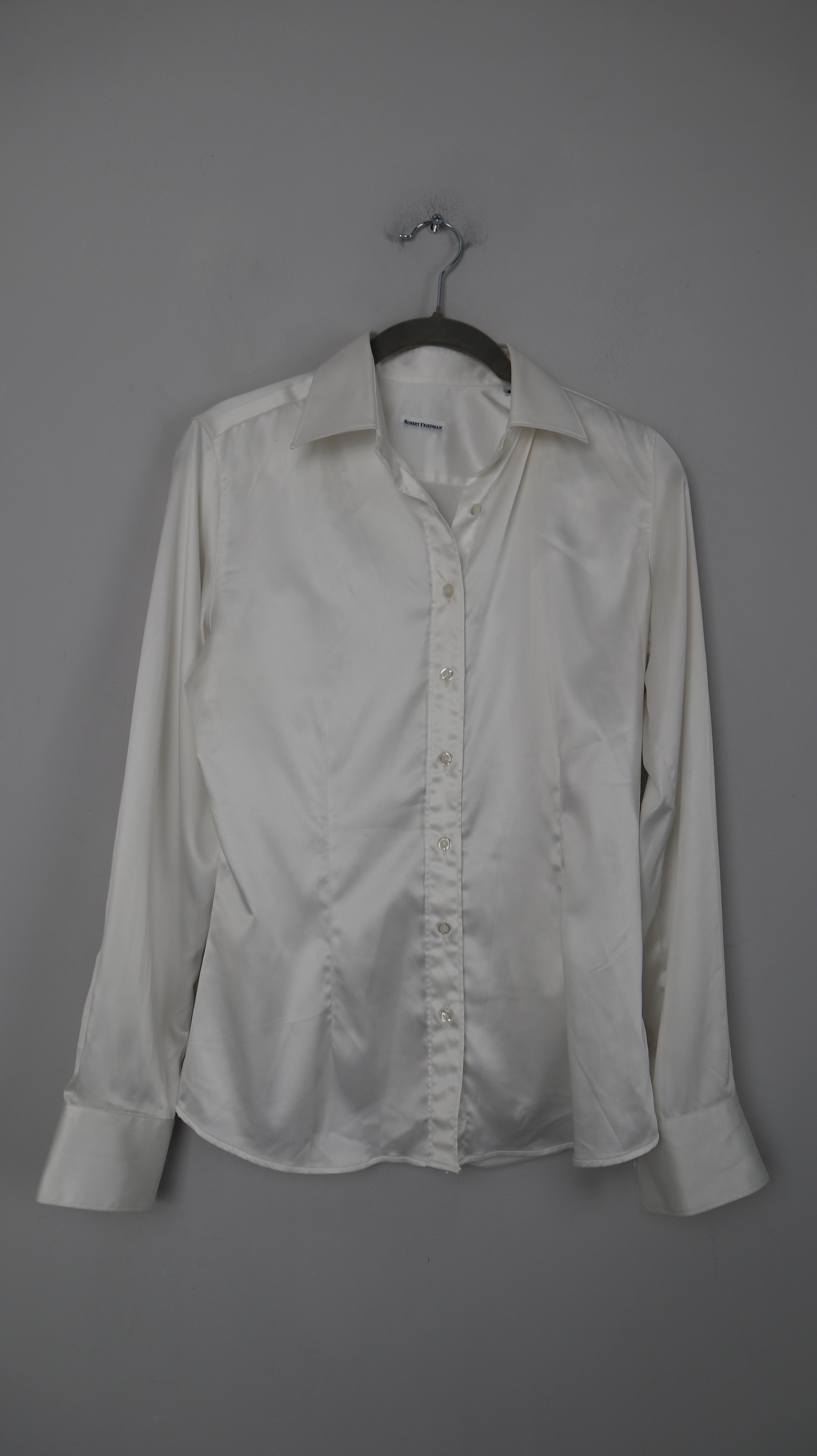 Robert Friedmann Bluse Hemd Shirt weiß glänzend 38 M