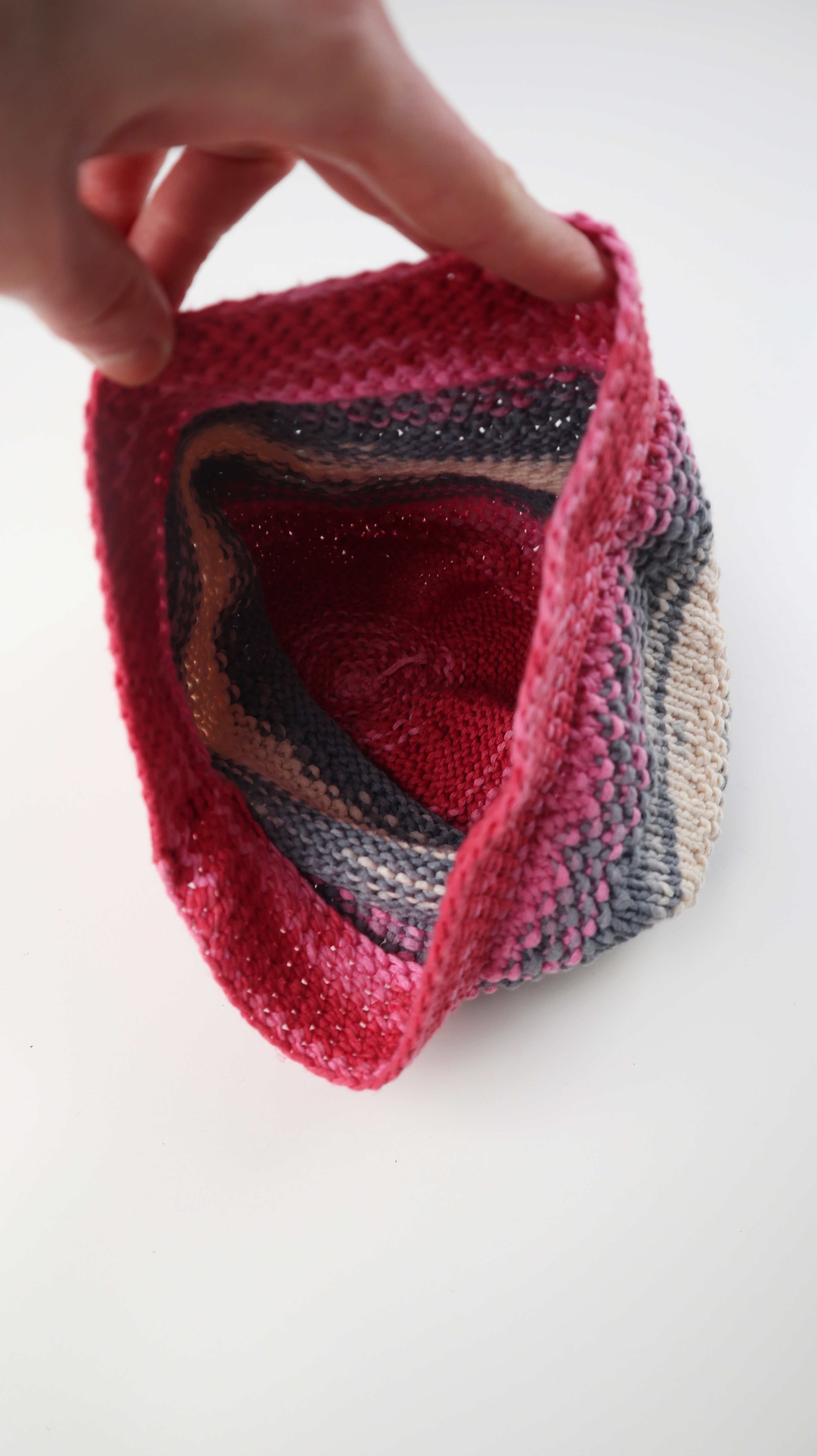 Mütze Baumwolle Strickmütze rosa rot Ballonmütze gestreift handmade