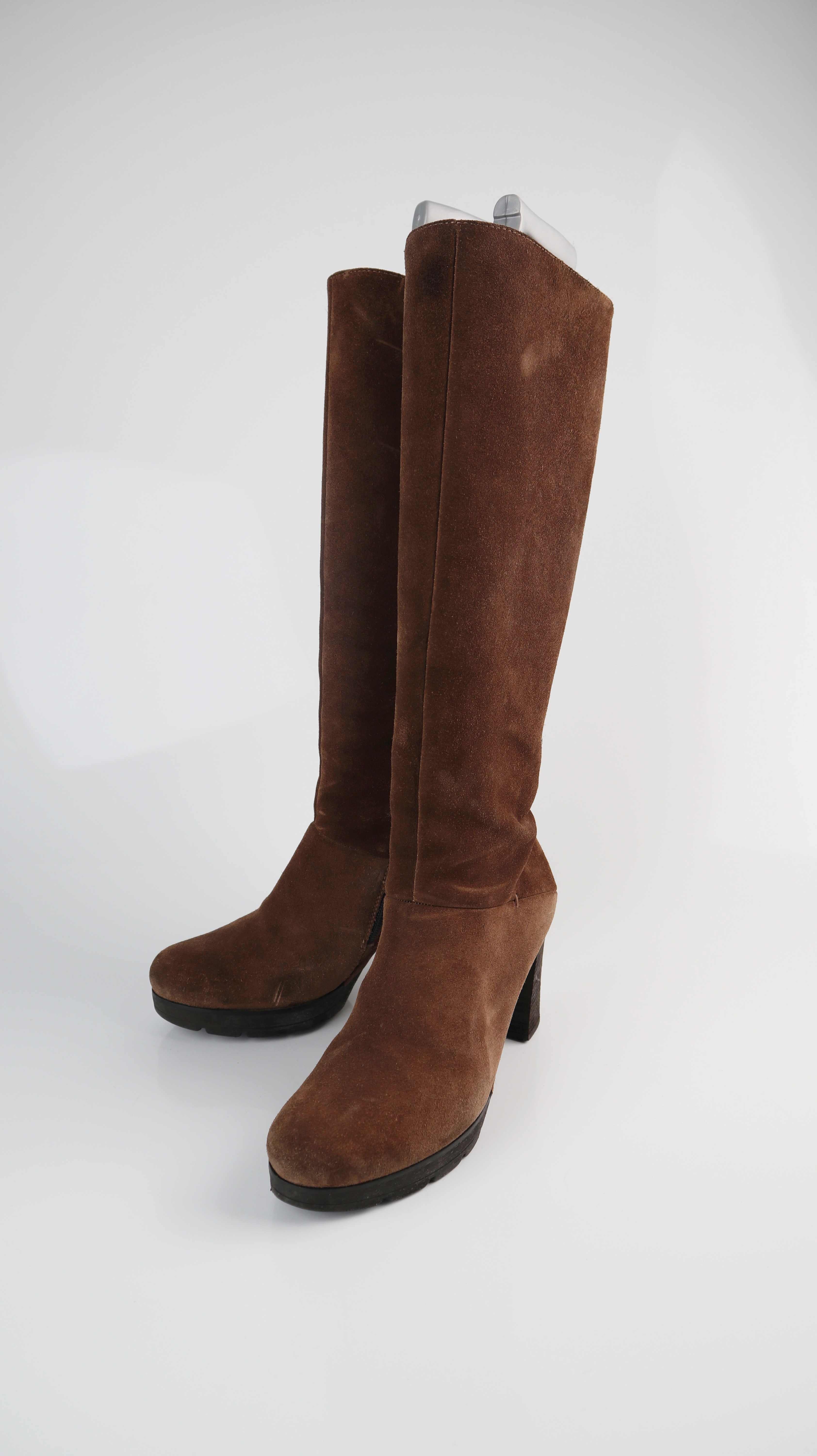 Paul Green Stiefel Wildleder Absatzstiefel 6 39 1/3 Wildlederstiefel braun lang