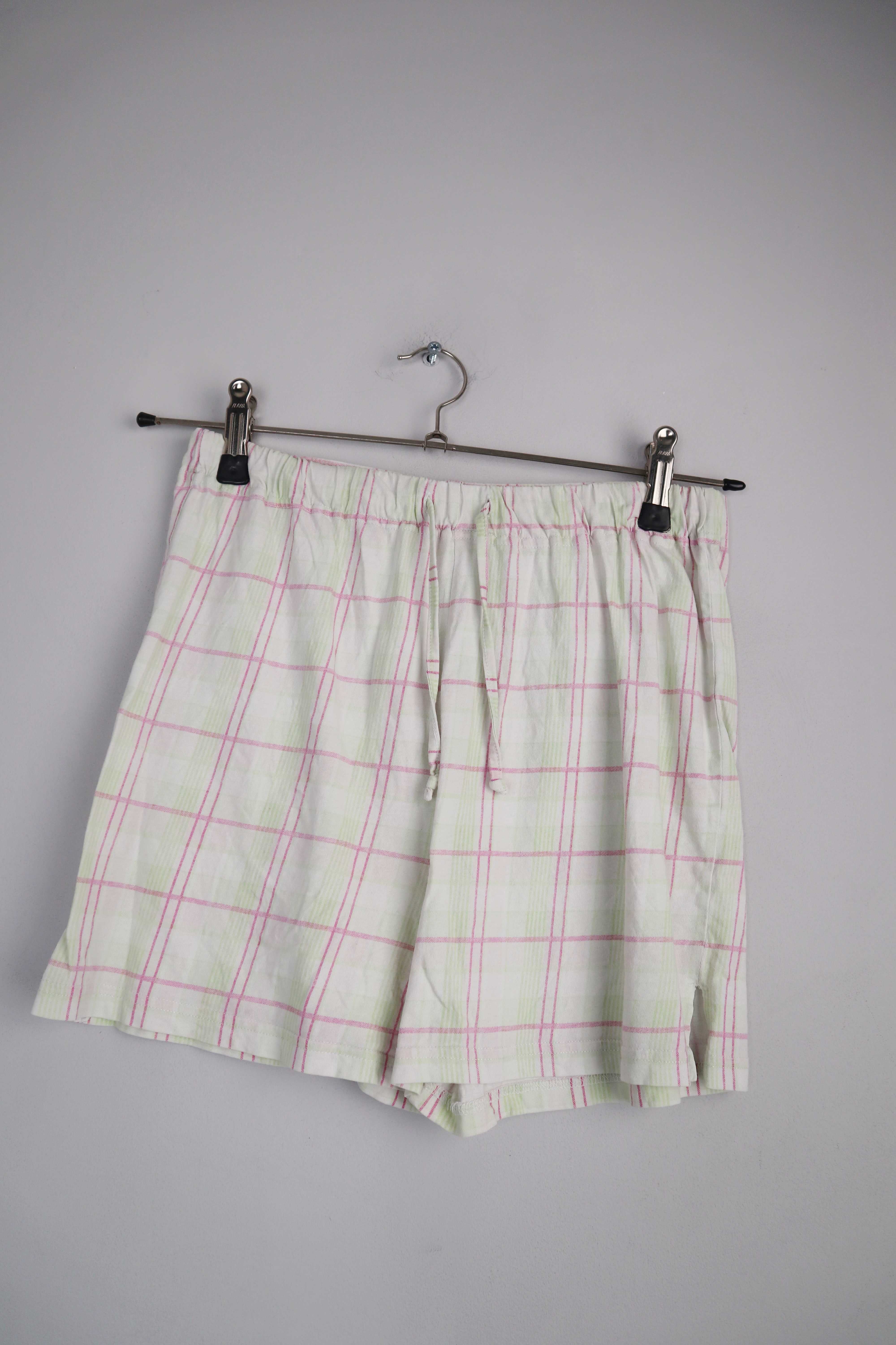 Shorts kurze Hose kariert rosa grün Baumwolle Schlafshorts 36 S 38 M