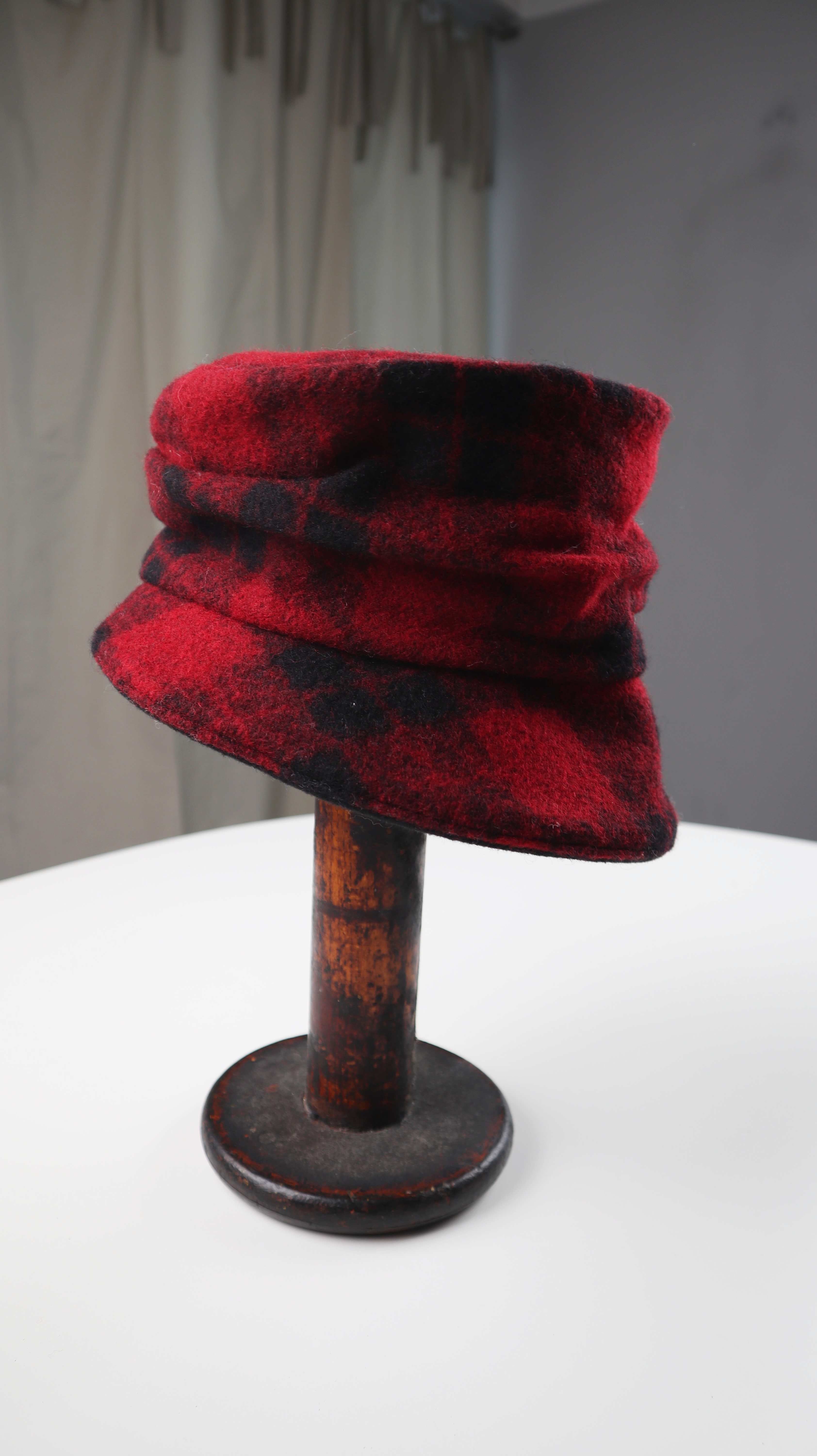 Wegener Hut Mütze 57 Kappe rot schwarz Retro Vintage