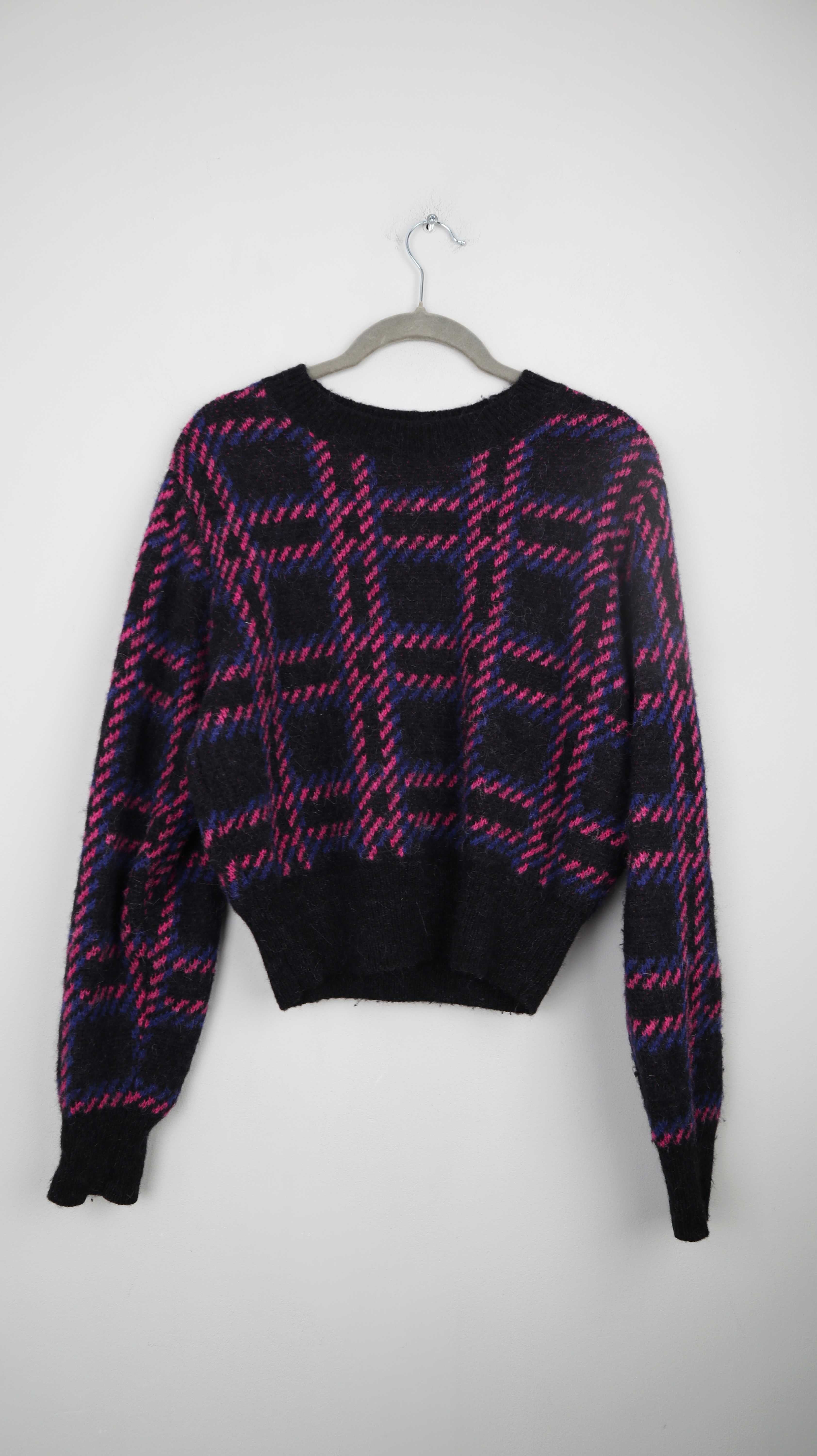 &other stories Pullover Sweater Wolle schwarz Pink XS kariert Strickpullover