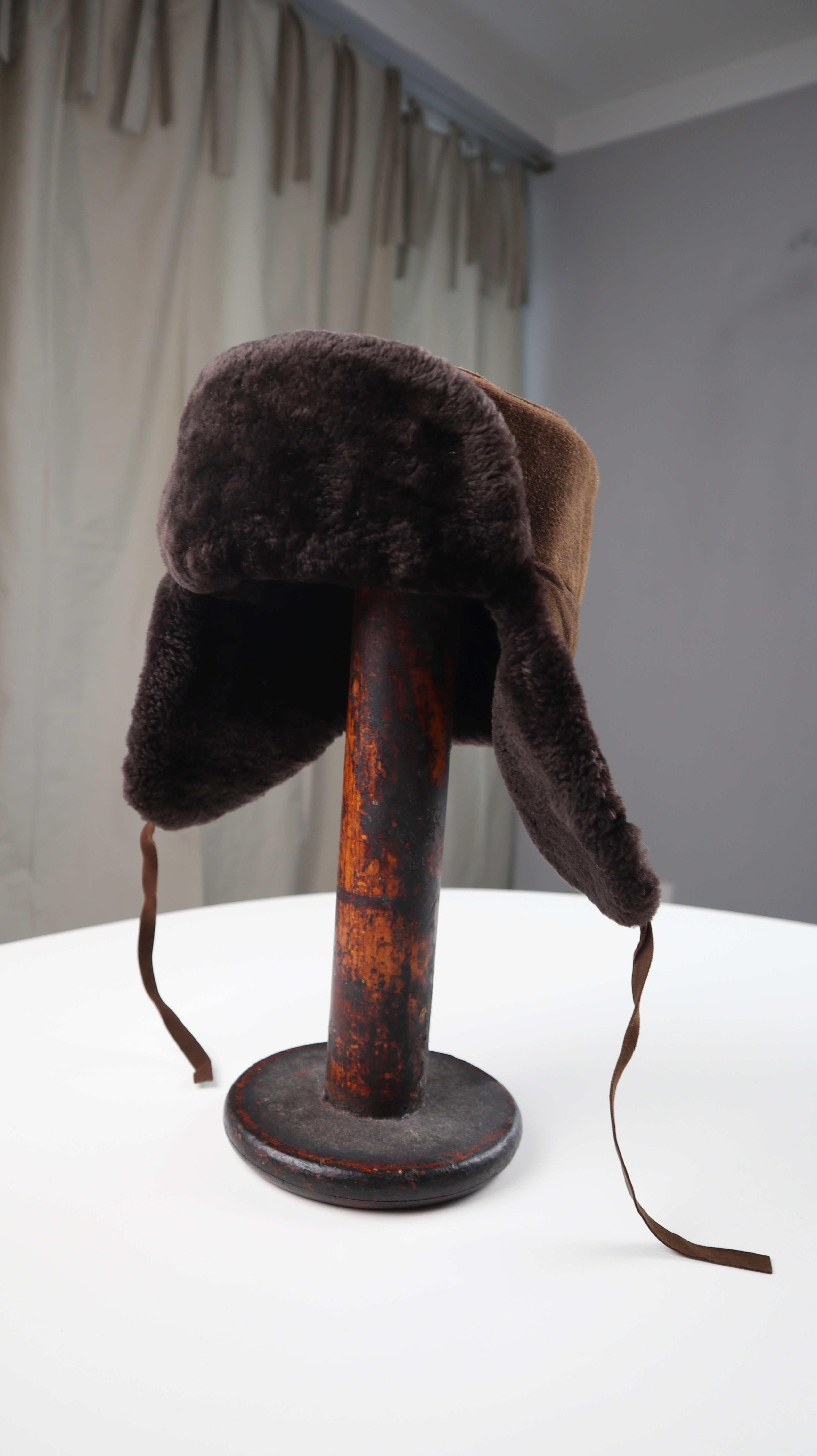 Mütze Lammfellmütze braun Wildleder Kulo 58 Fliegermütze