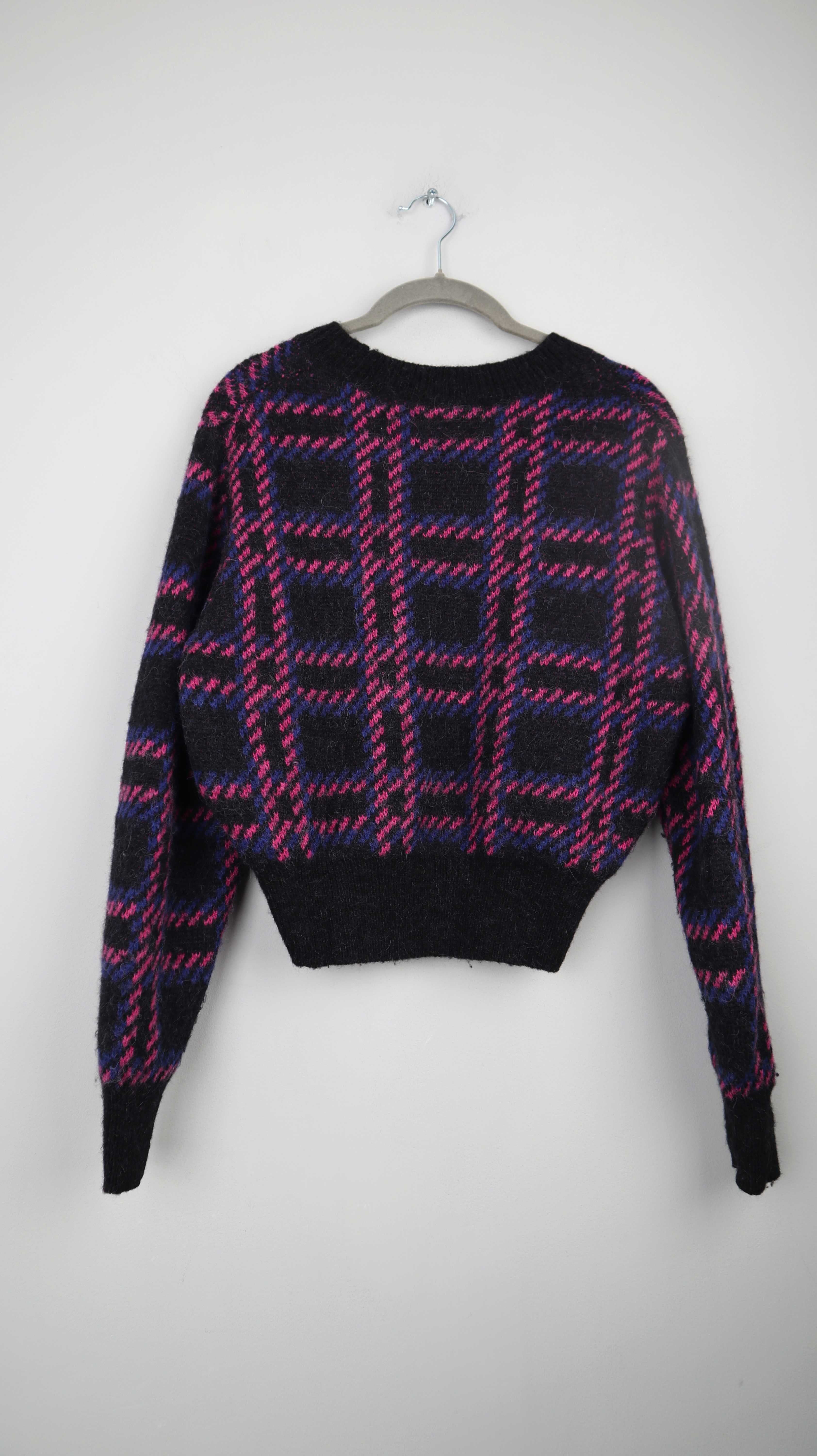 &other stories Pullover Sweater Wolle schwarz Pink XS kariert Strickpullover