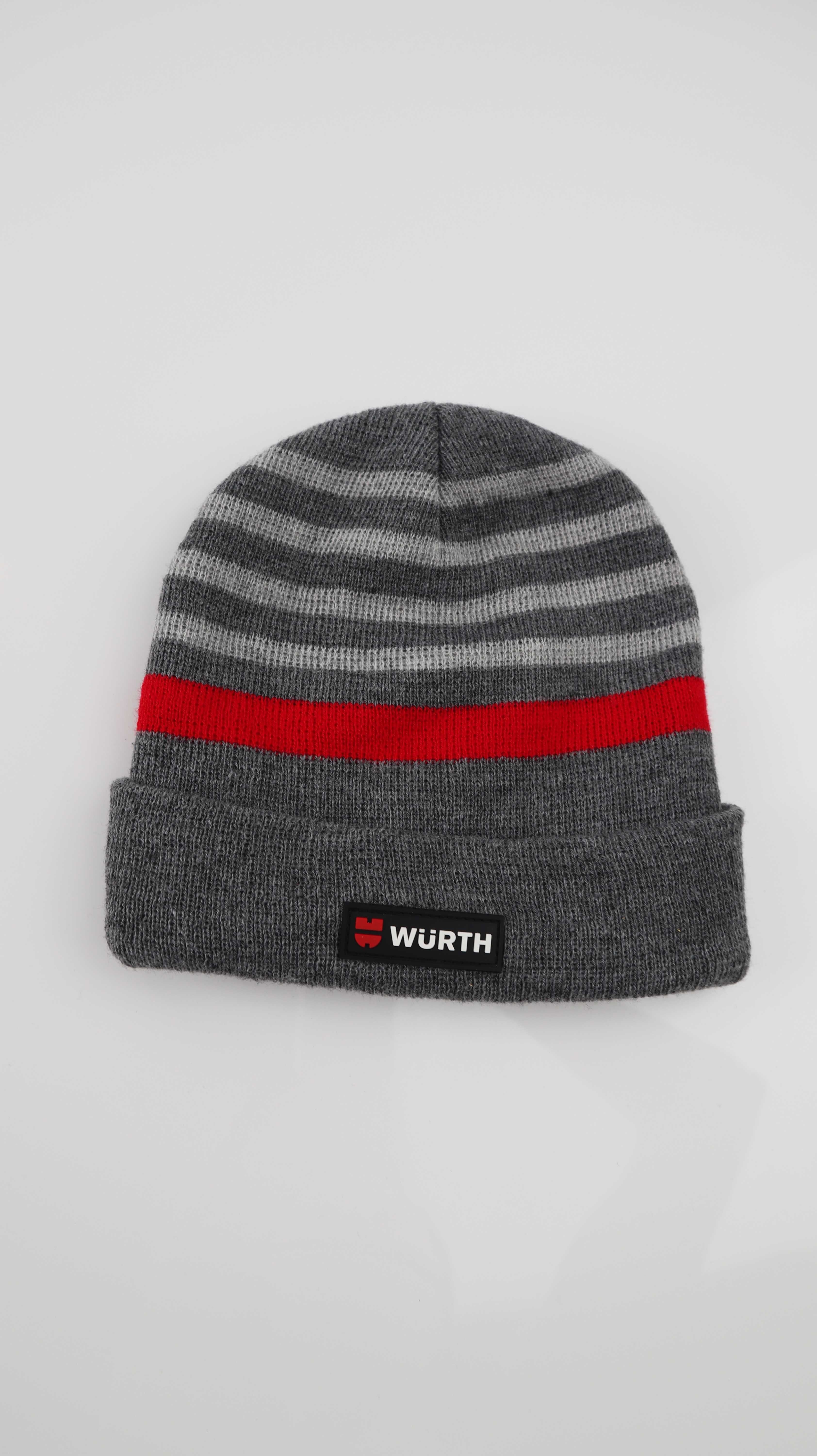 Würth Beanie Mütze Kappe Fleecemütze gefüttert grau gestreift