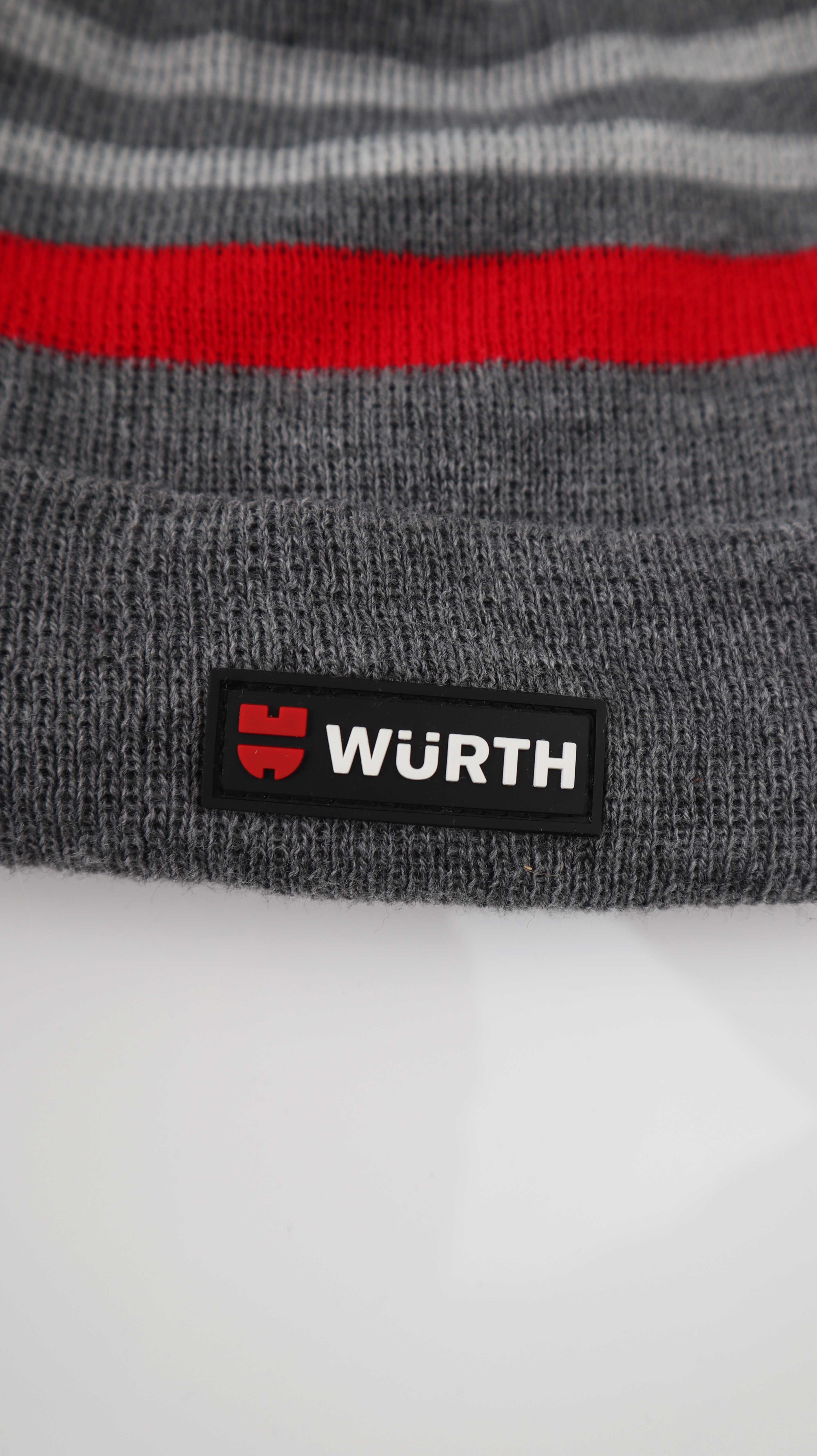Würth Beanie Mütze Kappe Fleecemütze gefüttert grau gestreift