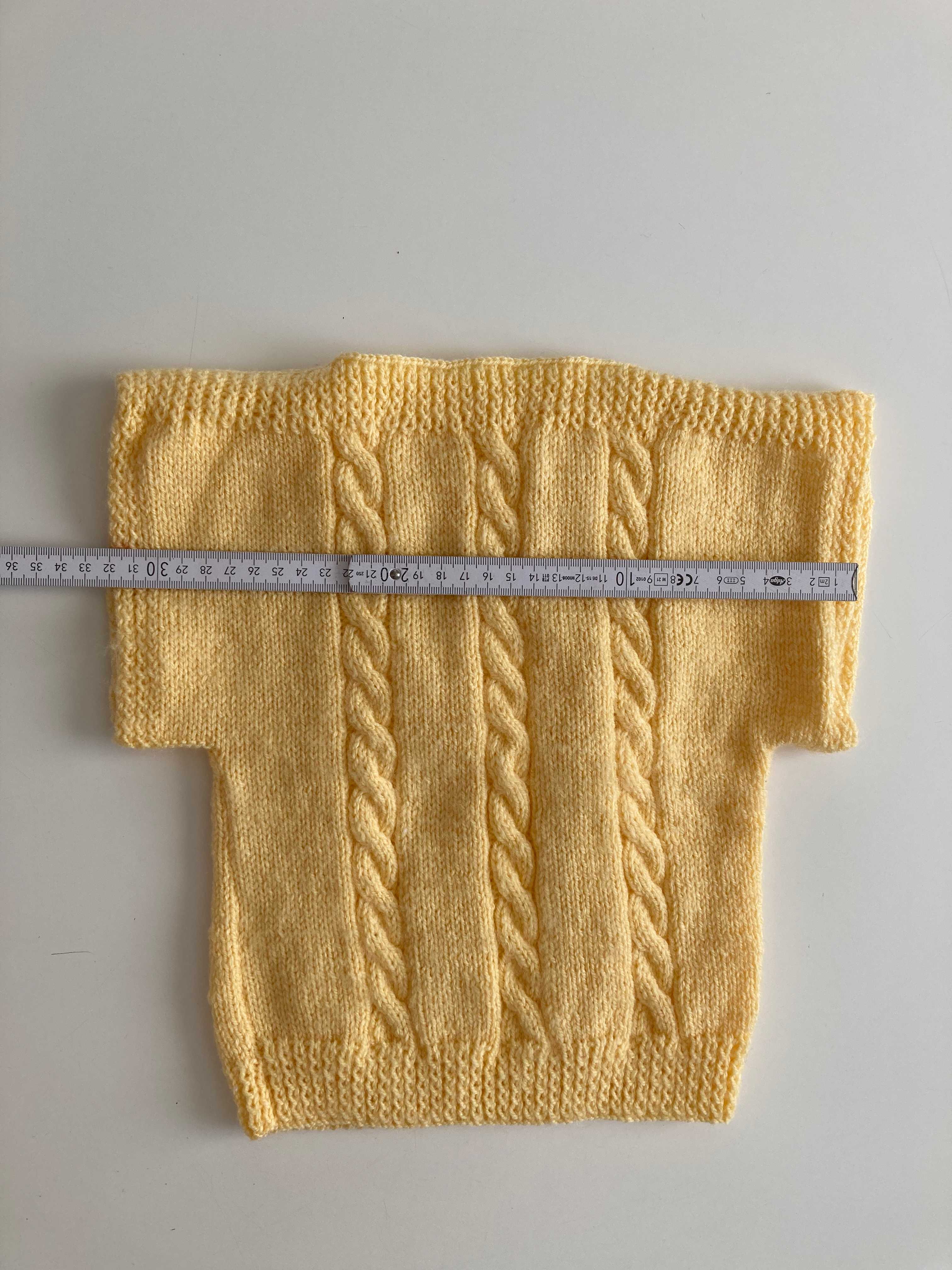 Kinderpullover Babypullover gelb gestrickt Wolle Zopfmuster knit wear