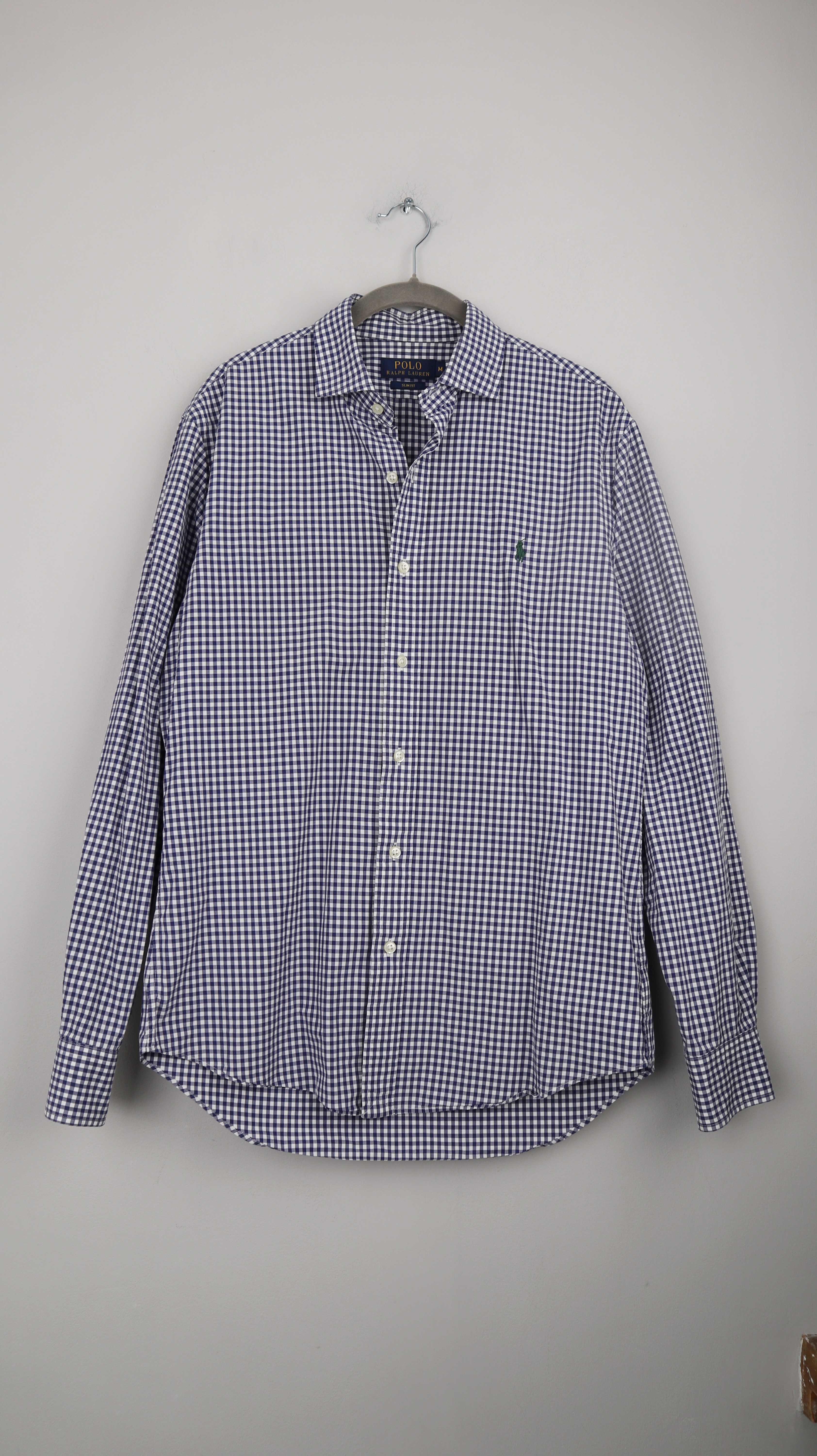 Ralph Lauren Polo Hemd Kariert Blau weiß M slim fit Polohemd