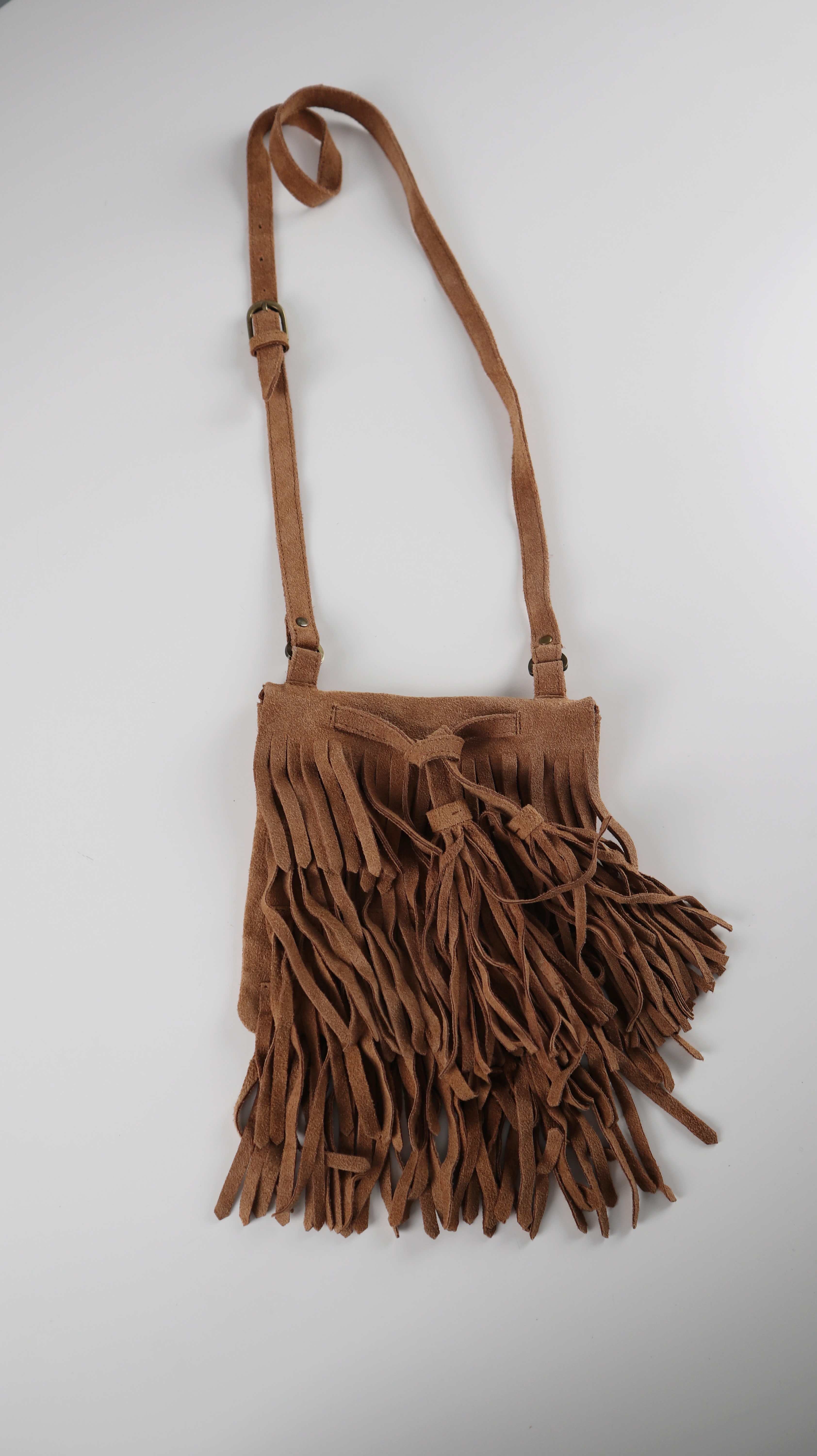 Rainbow Tasche Wildledertasche Umhängetasche Fransen Braun