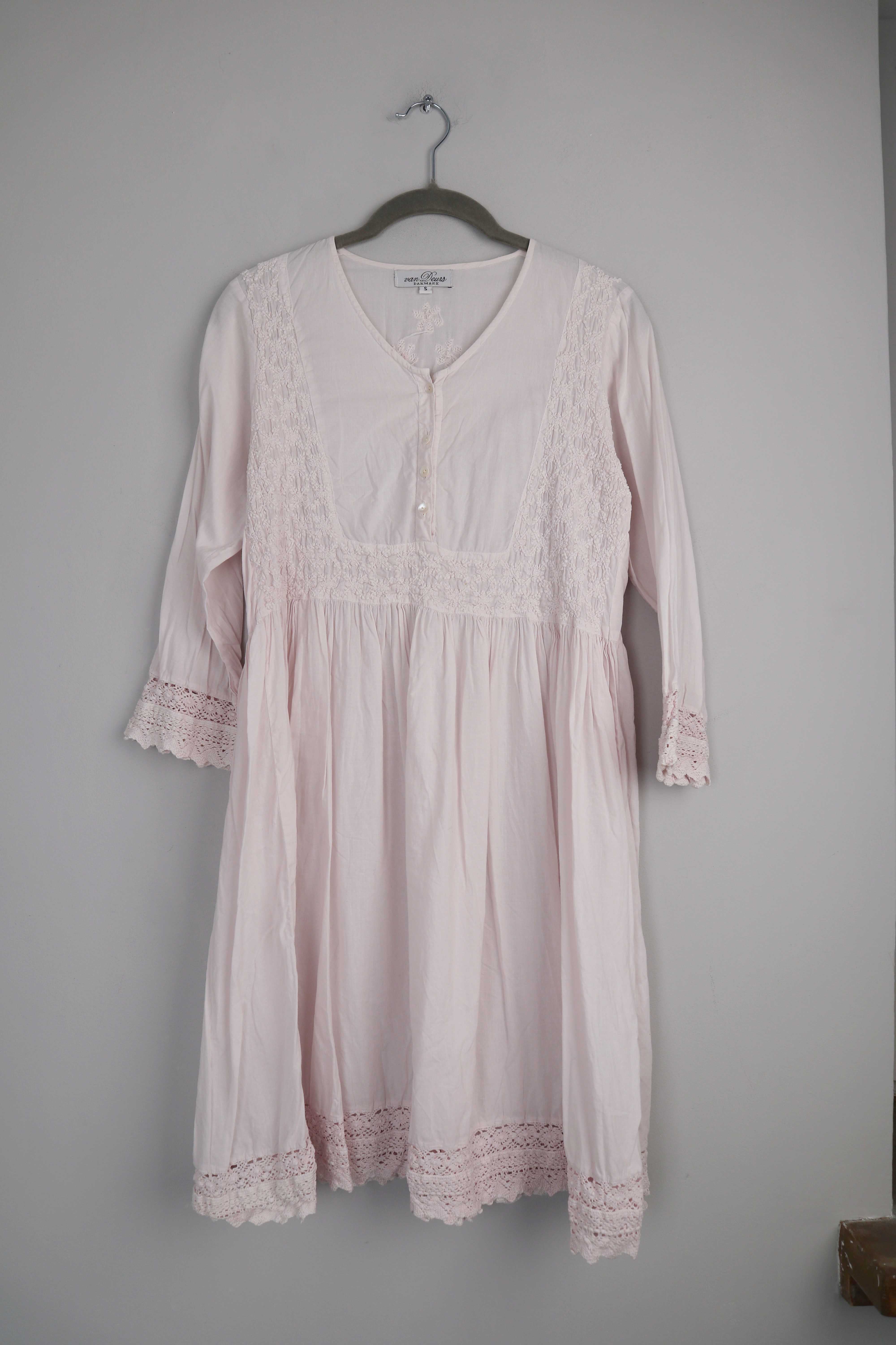 Van Deurs Danmark Kleid S 36 Rosa Midi Midikleid basic Sommerkleid langarm