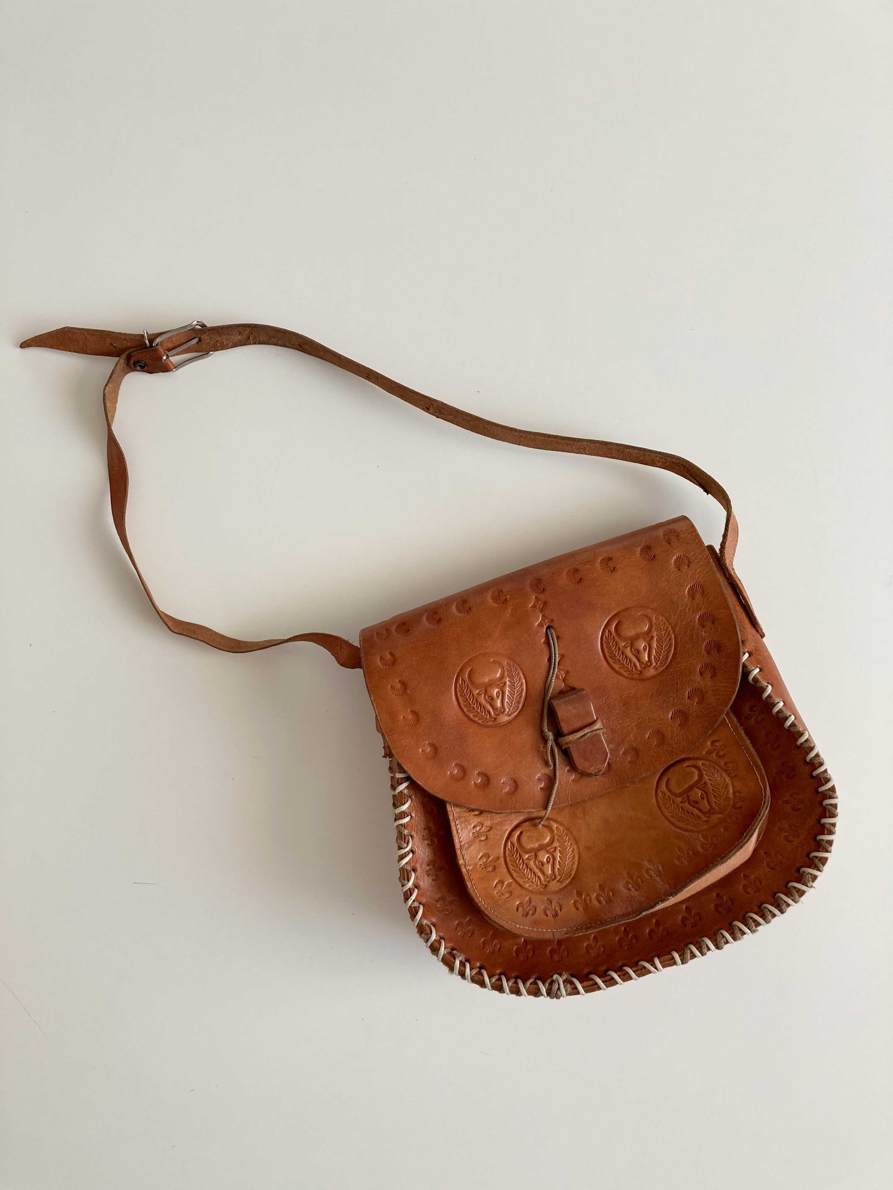 True Vintage Umhängetasche Ledertasche braun Rehe basic
