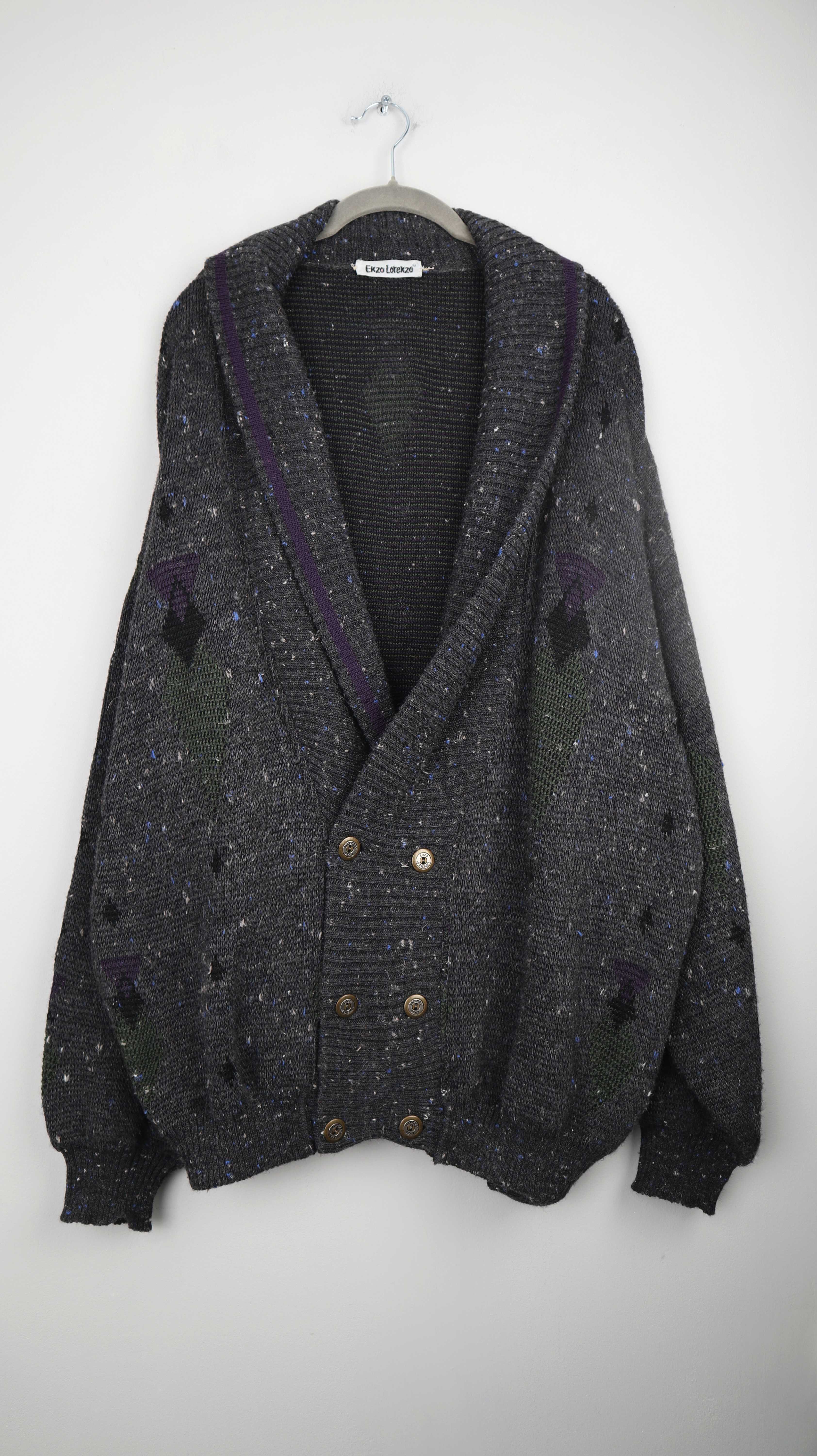 Ekzo Lorenzo Jacke Strickjacke Grau Cardigan XXL gestrickt knit wear