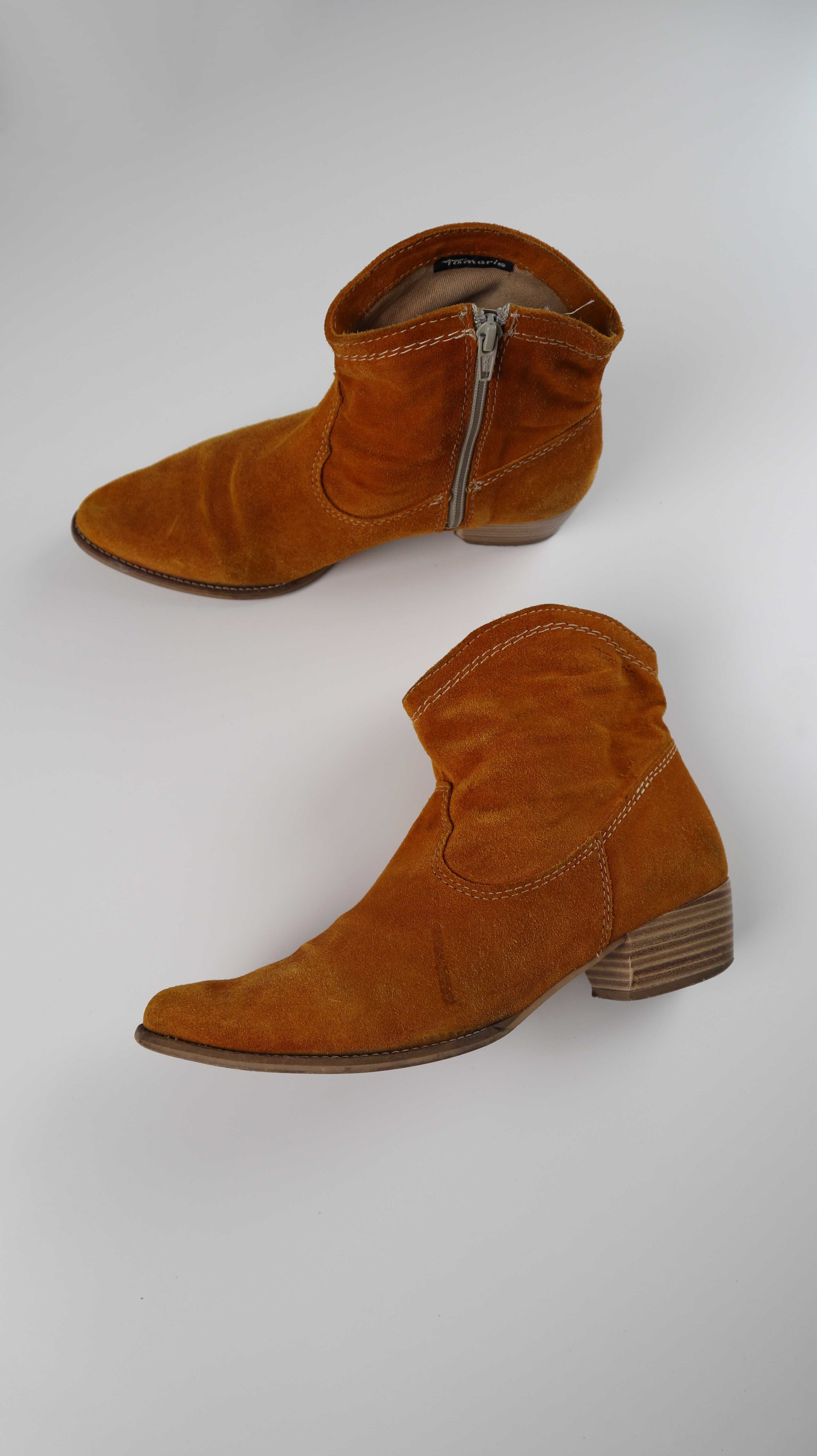 Tamaris Stiefeletten Stiefel Wildleder Curry Braun 40 Spitz Lederstiefel