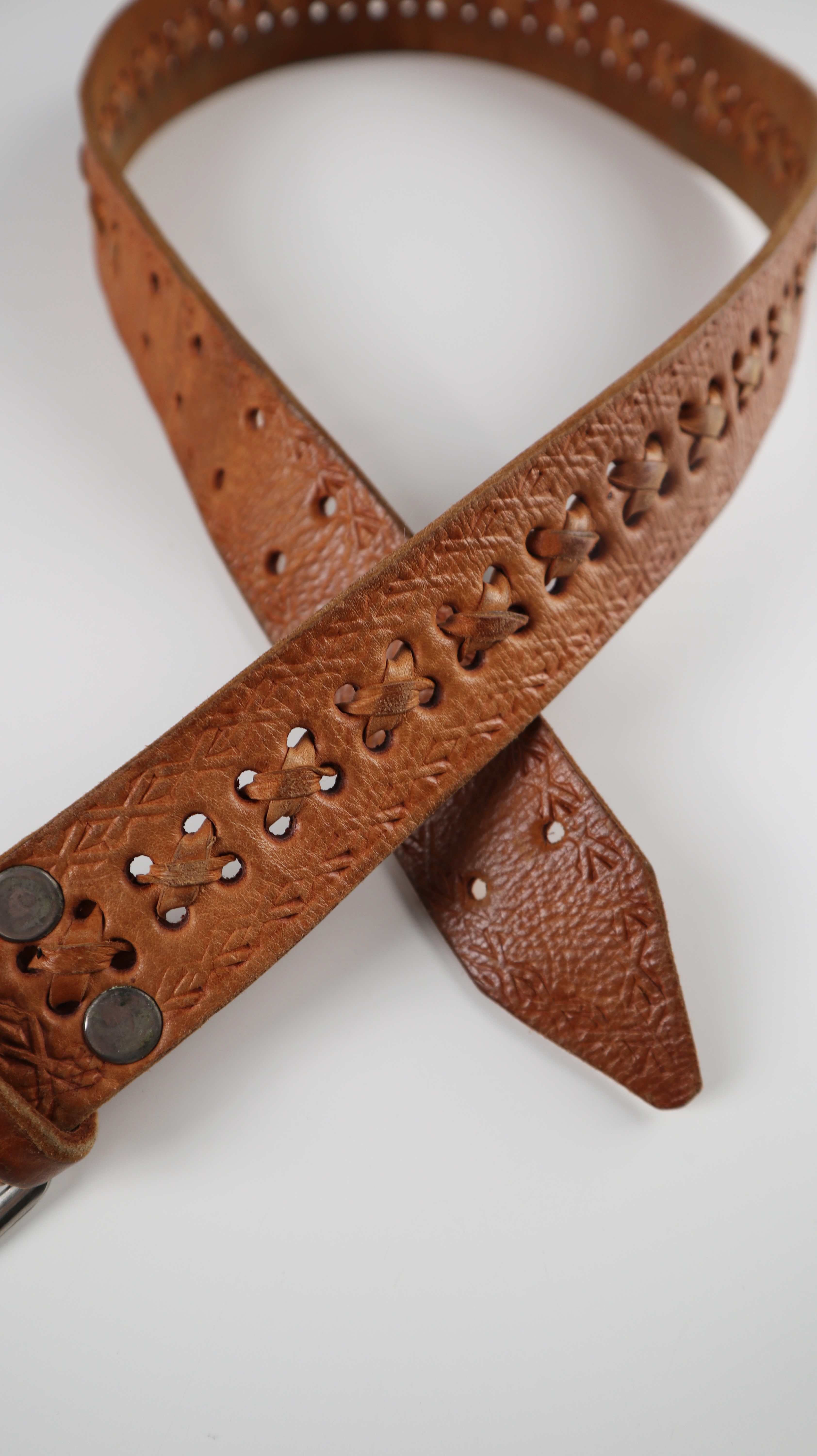 True Vintage Gürtel Braun Ledergürtel Cowboygürtel