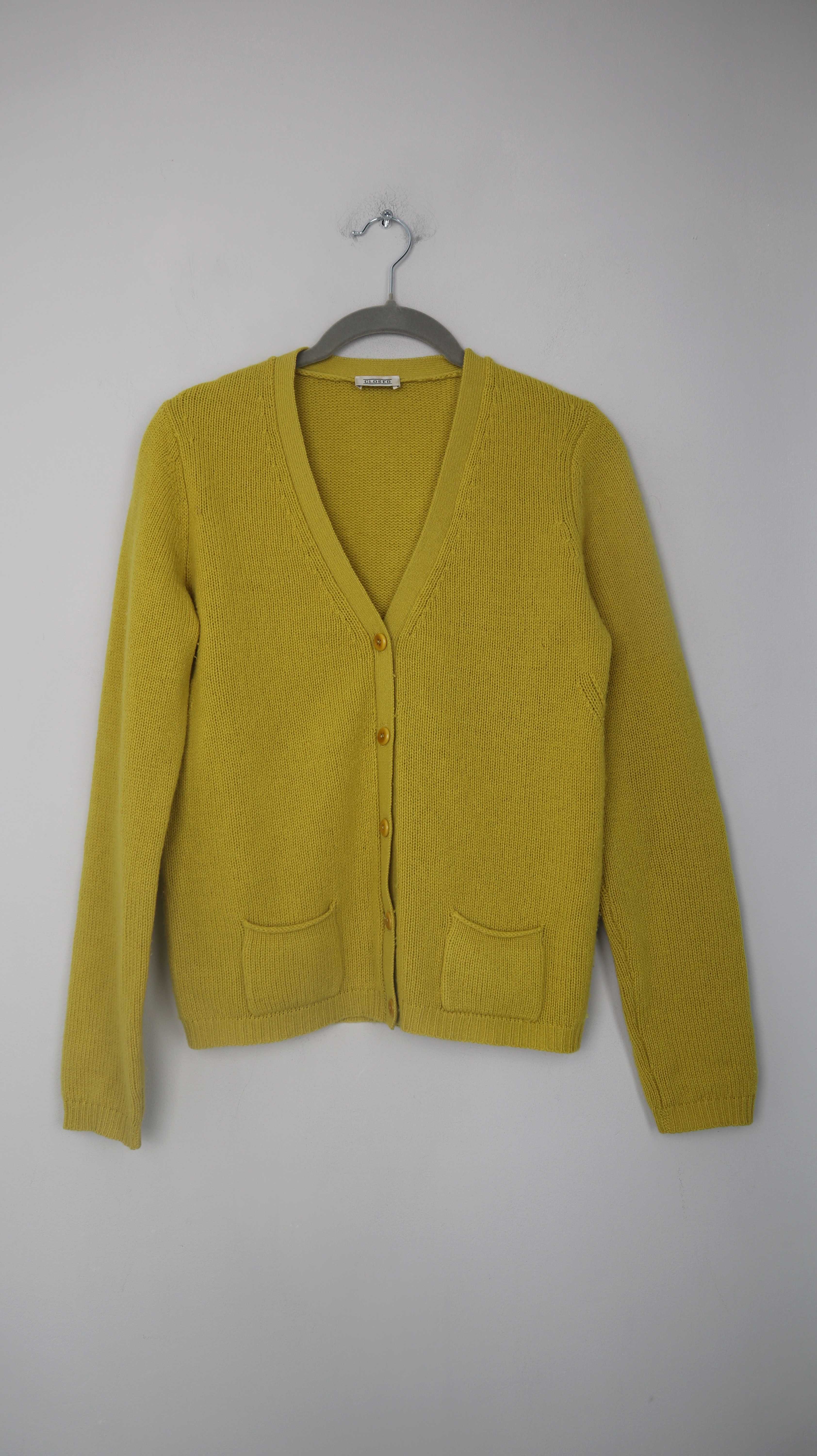 Closed Strickjacke Gelb Cardigan gestrickt Cashmere 38 M Senfgelb