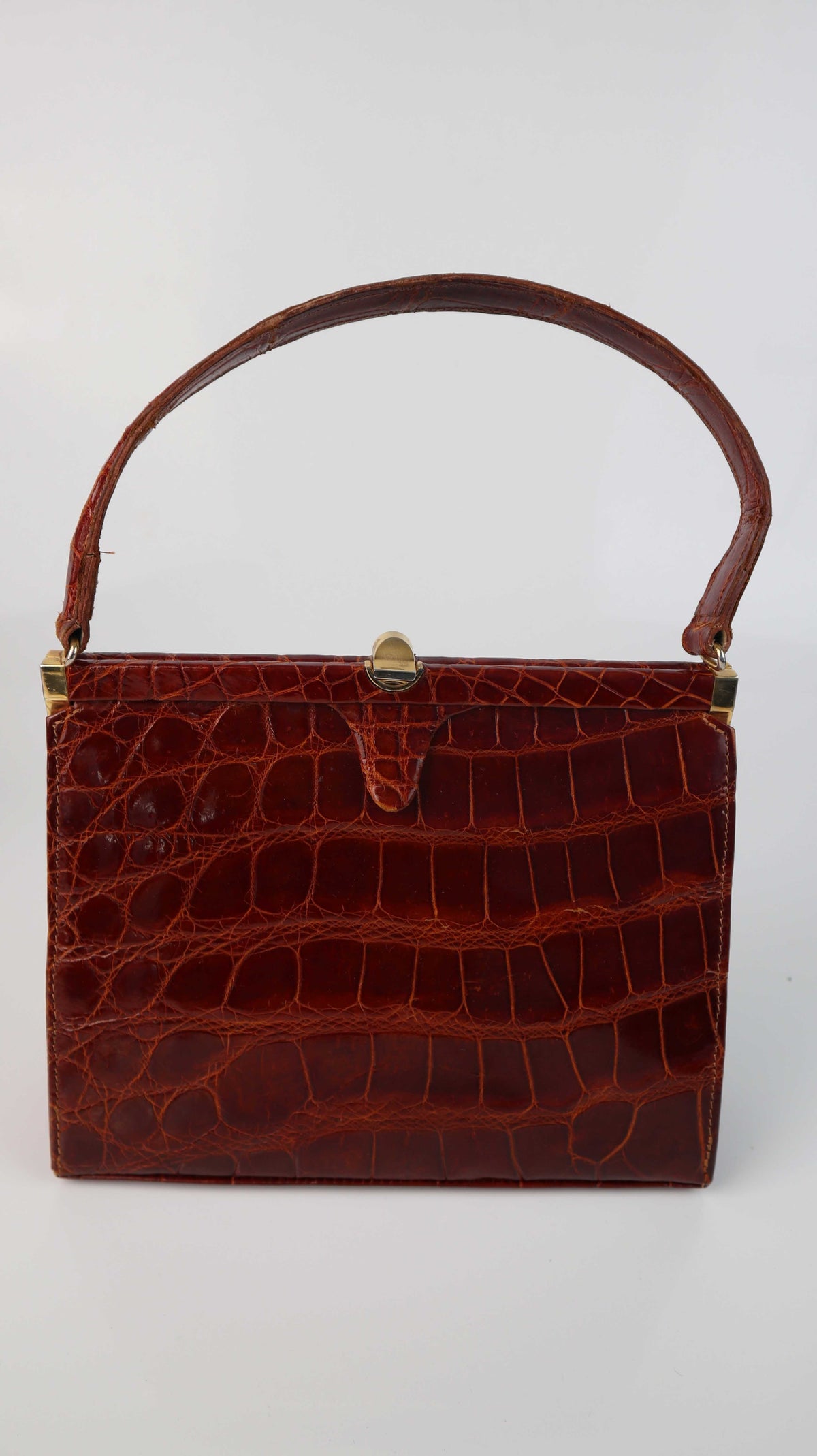 True Vintage Tasche braun Ledertasche Lackleder Mini Minitasche