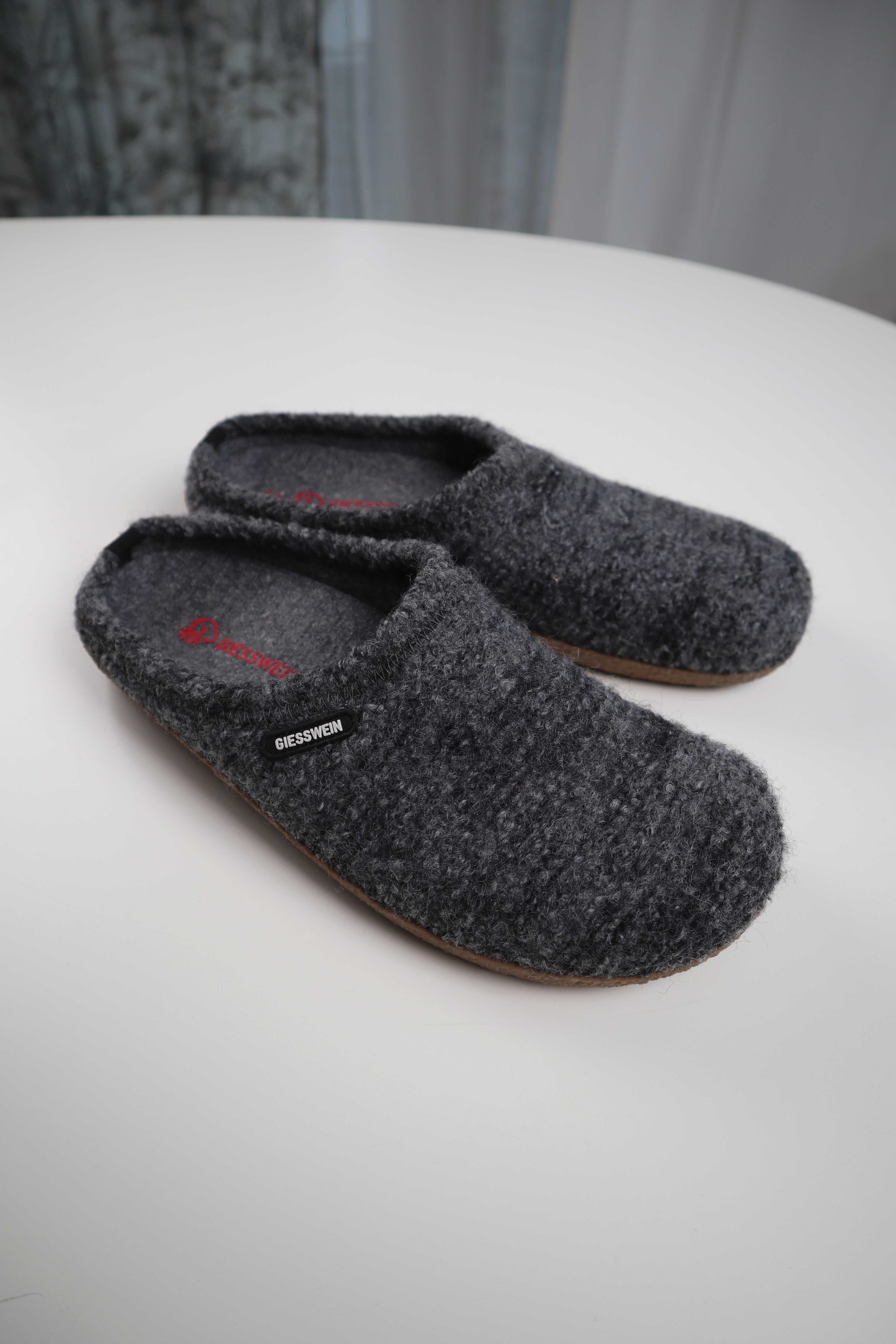 Giesswein Hausschuhe Grau Wolle Pantoffeln 44 Schurwolle