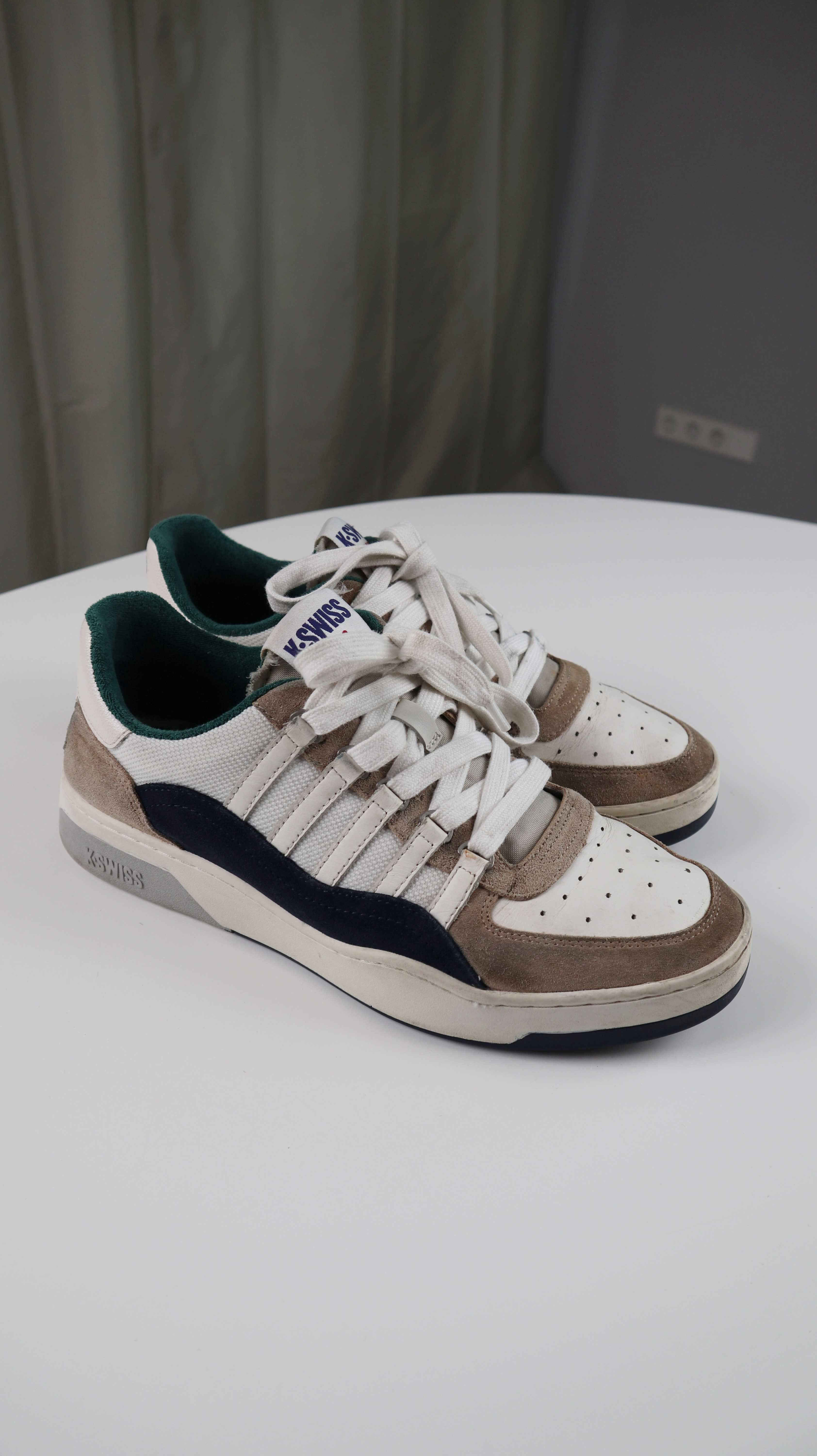 K-Swiss Sneaker Turnschuhe 43 beige grün Schnürer