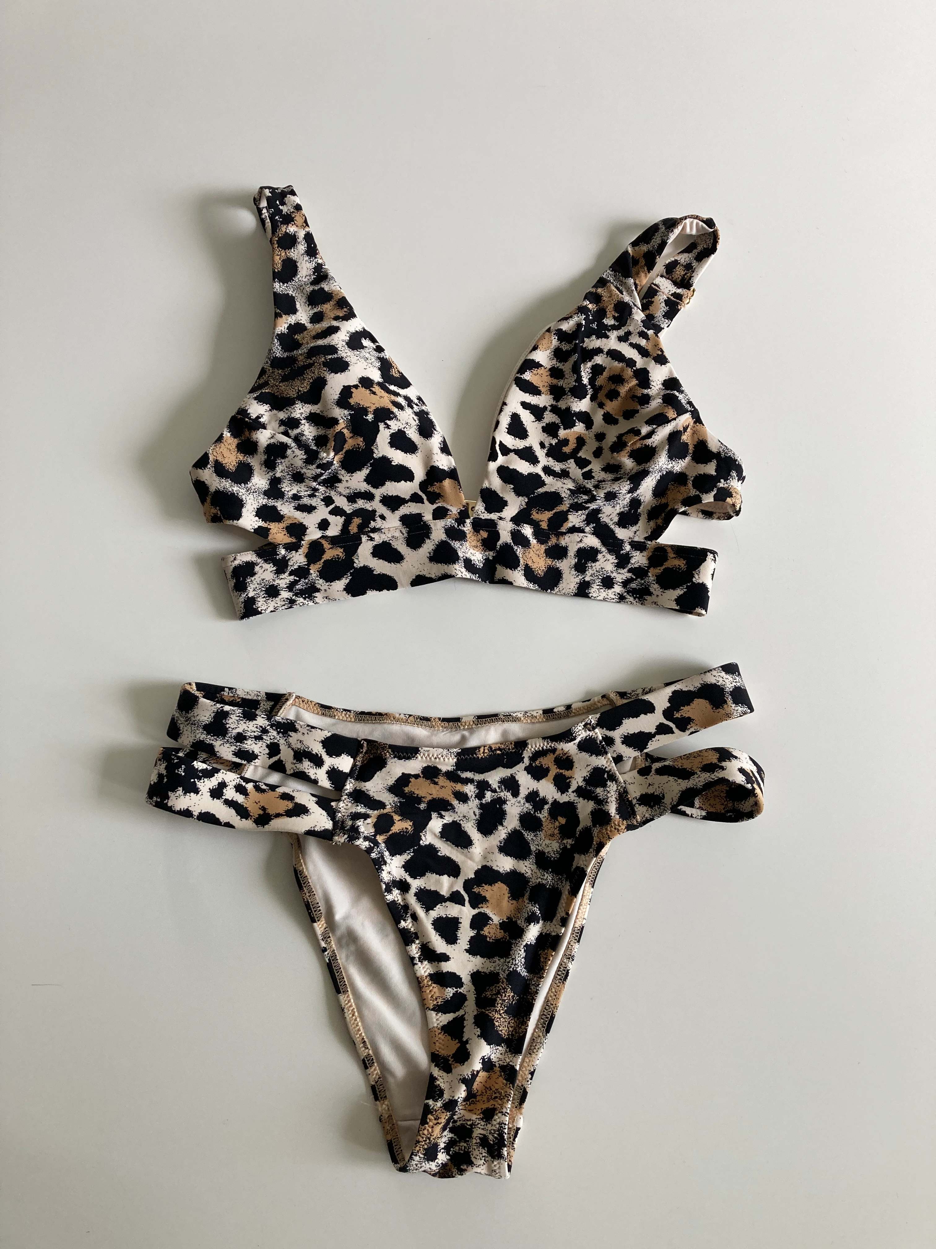 H&M Bikini Leo Leopardenmuster braun 38 M Badeanzug Schwimmoutfit