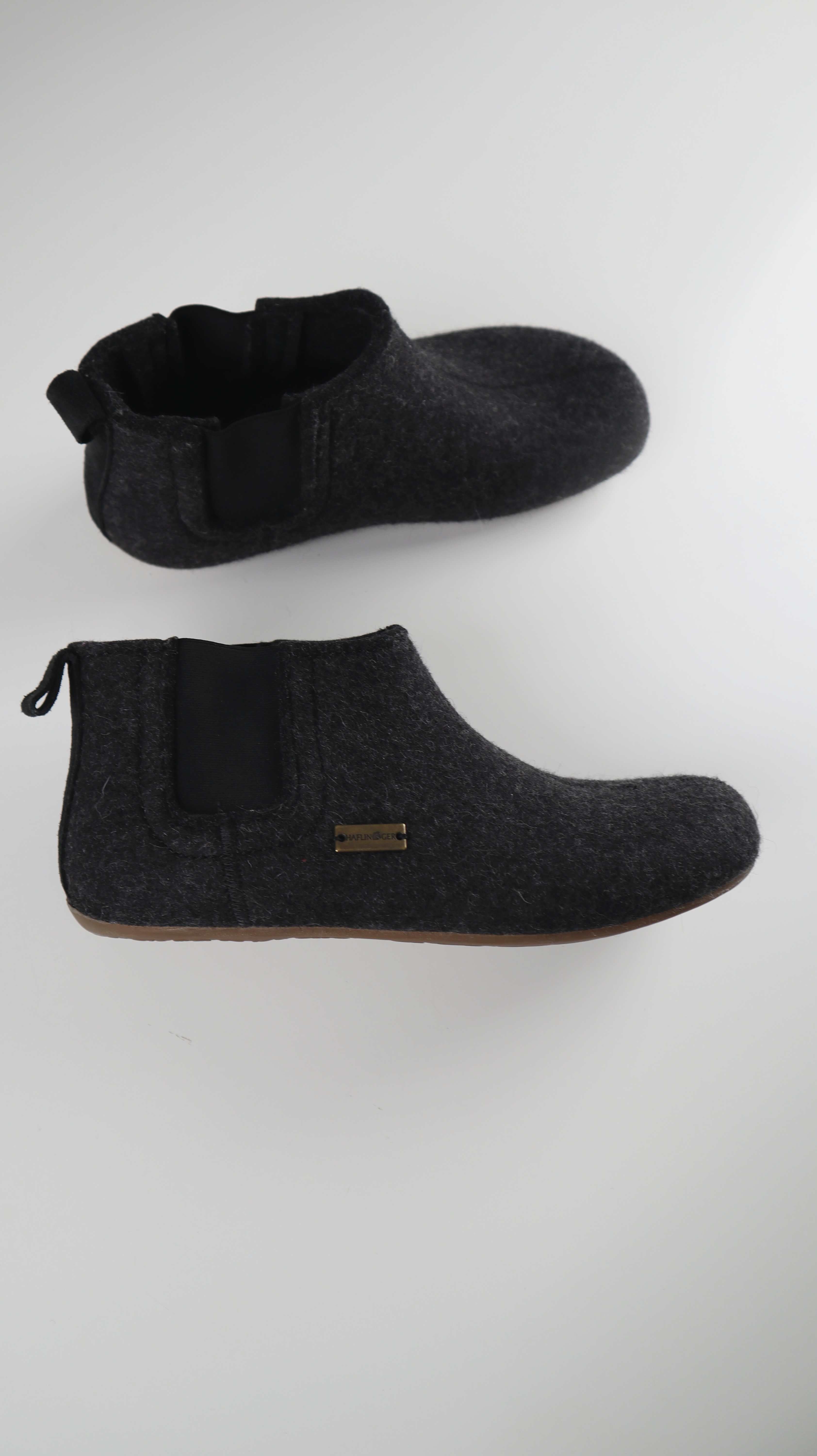 Haflinder Hausschuhe Wolle Grau Dunkelgrau 40 Wollhausschuhe