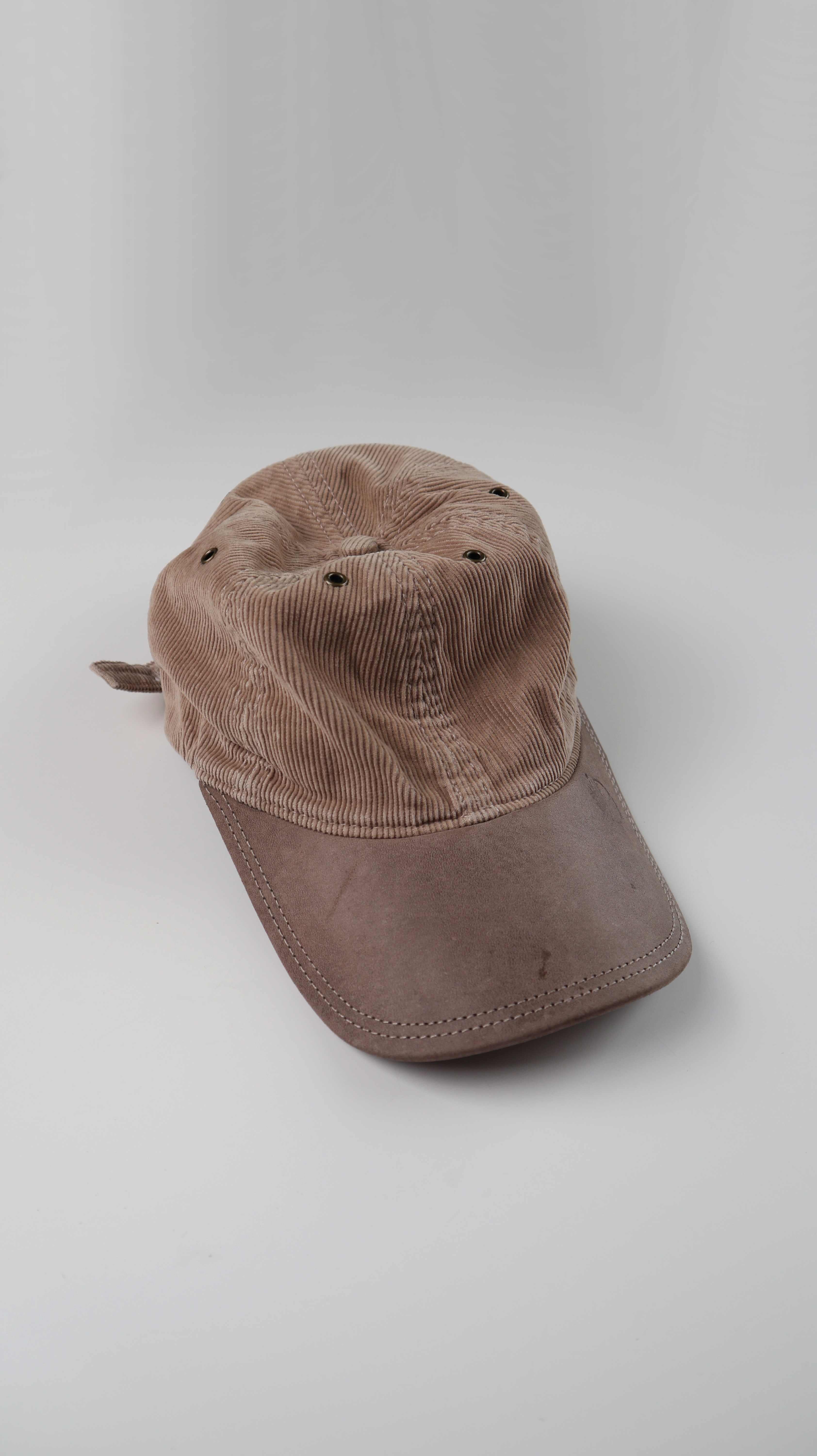 Timberland Kappe Cap Mütze Schirmmütze Creme Beige Cord Leder