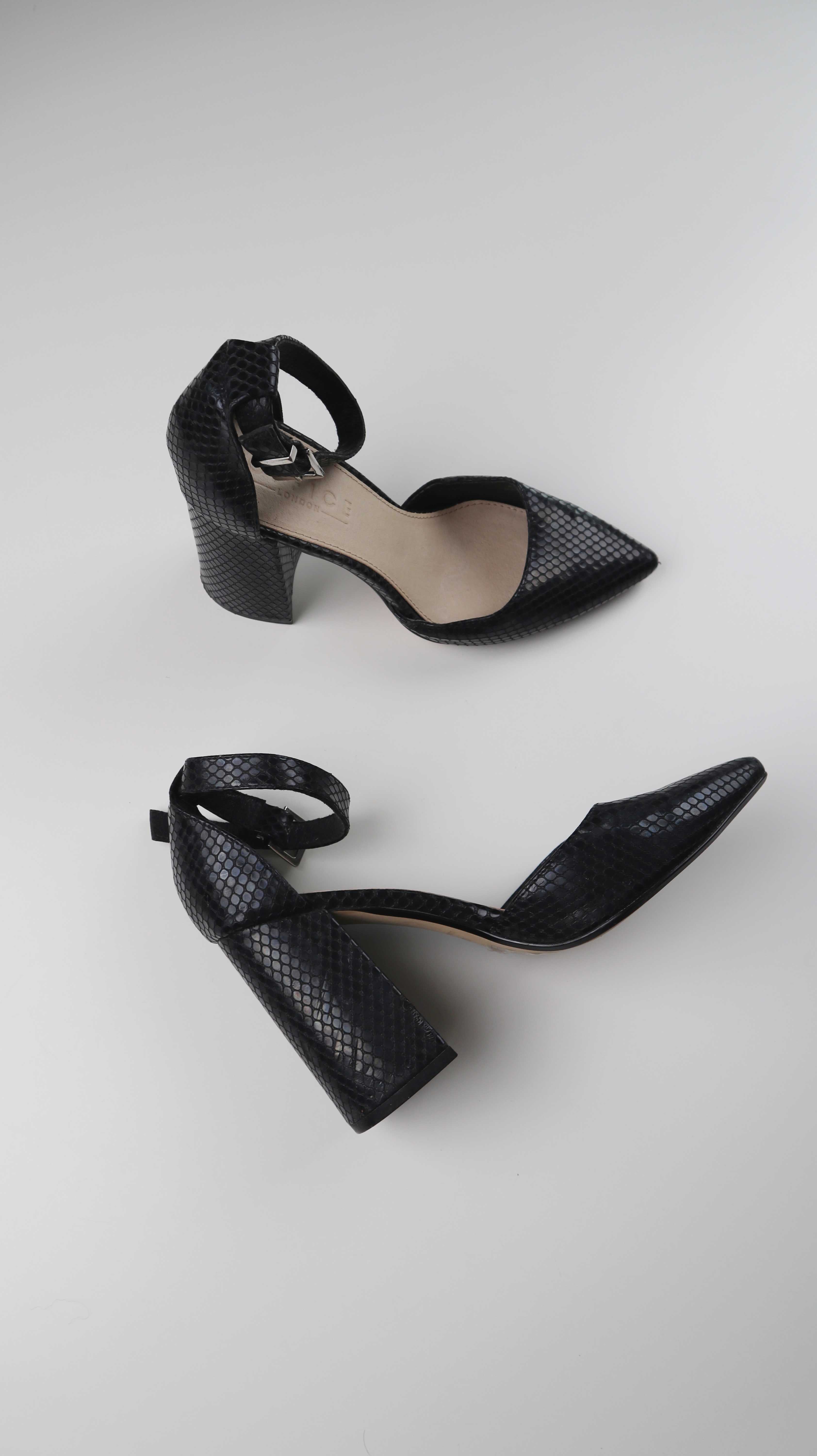 Office London Heels Pumps 39 Dunkelblau Spitz Absatzschuhe Riemchen