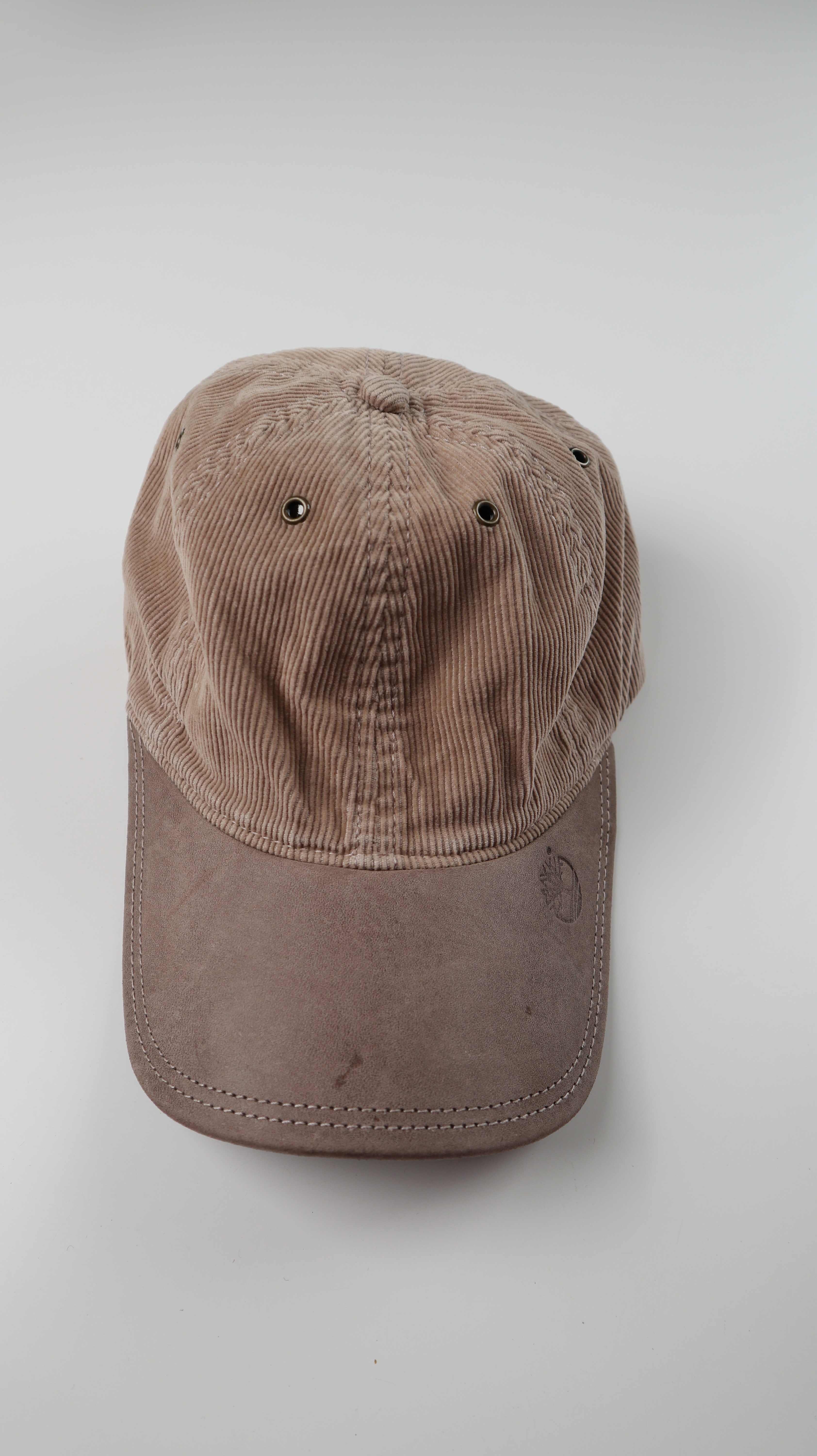 Timberland Kappe Cap Mütze Schirmmütze Creme Beige Cord Leder