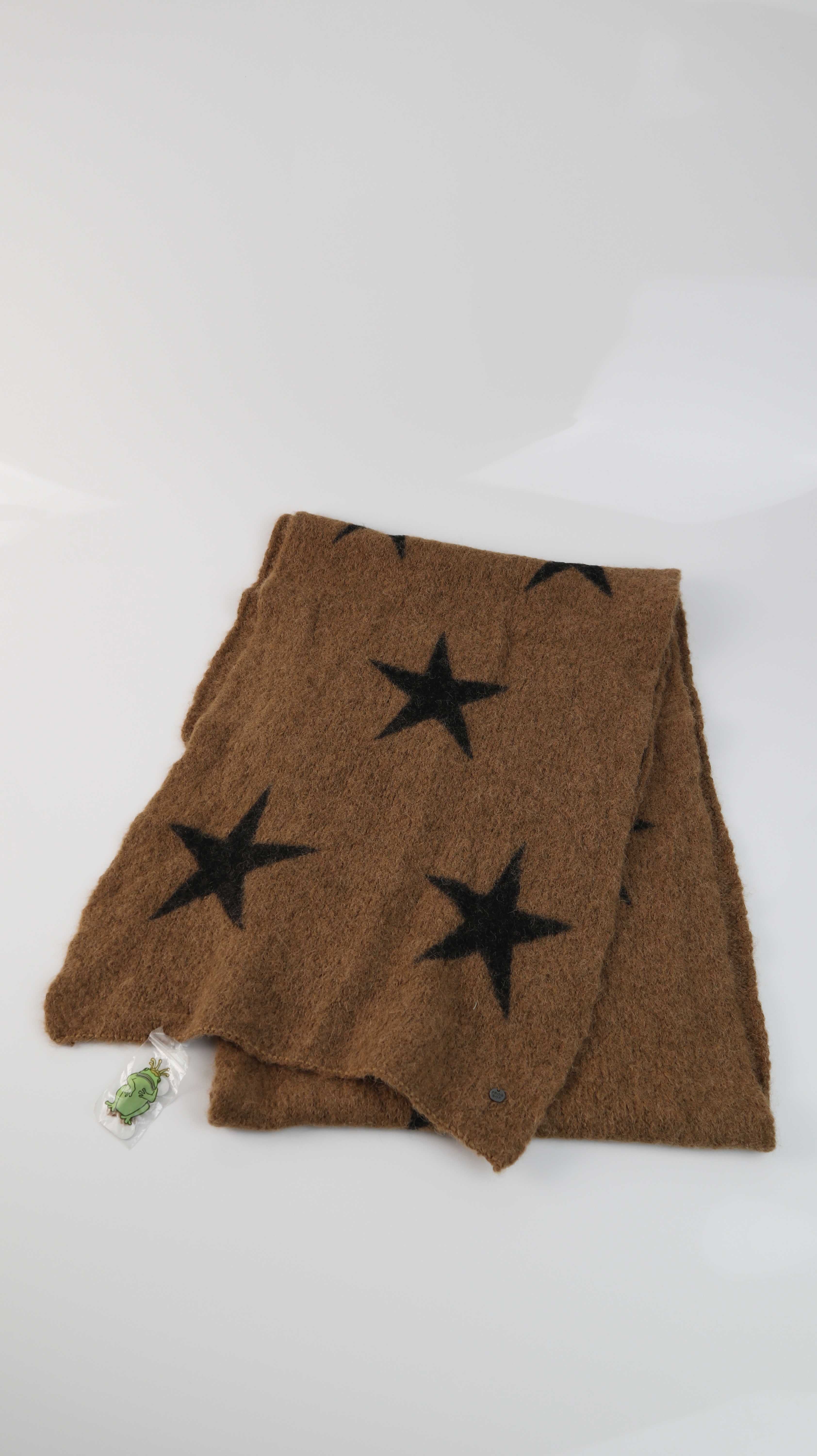 Frog Box Schal Tuch braun Sterne Wollschal Strickschal