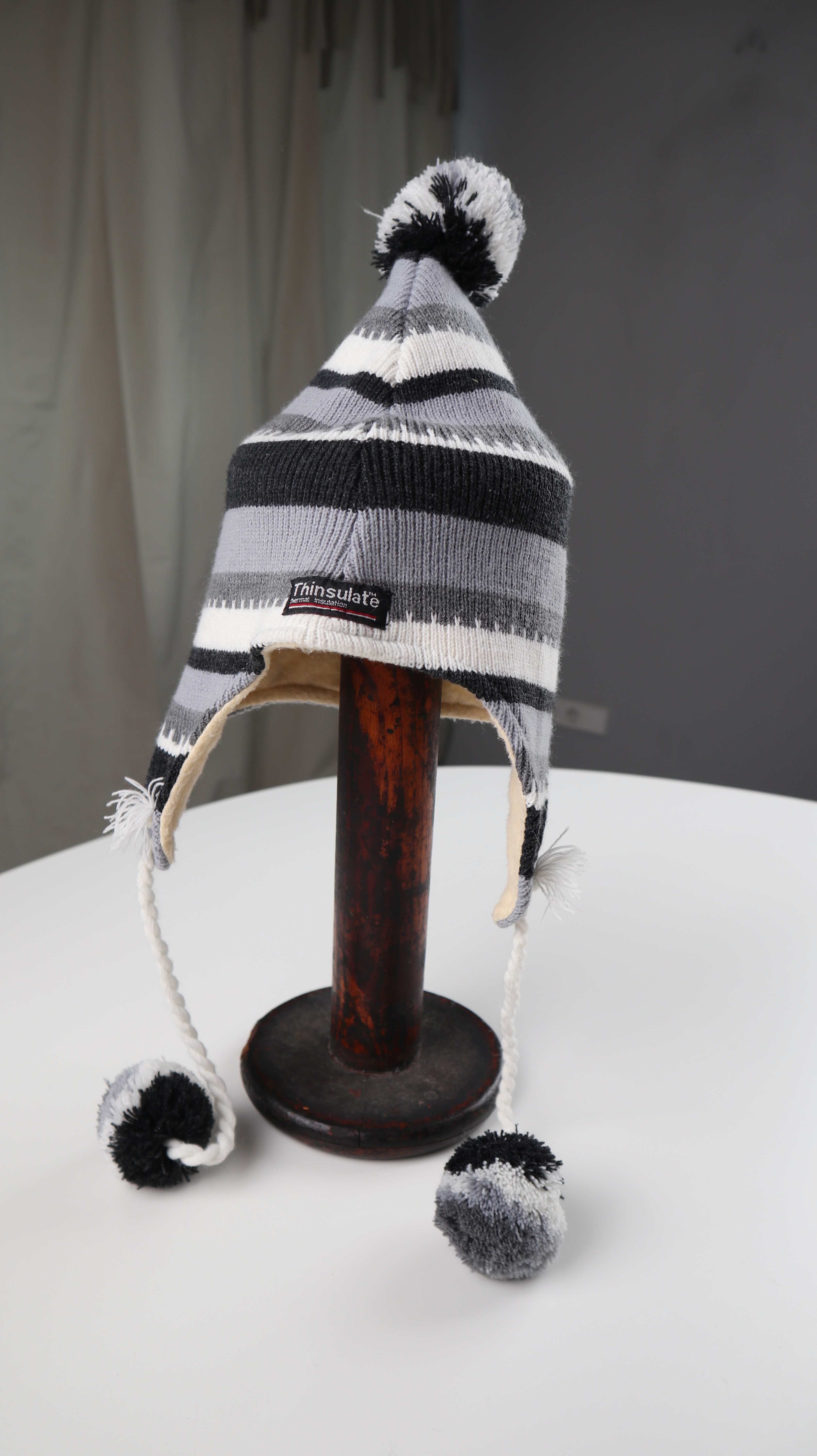 Mütze Pilotenmütze Ohrenklappen Strickmütze grau Thinsulate