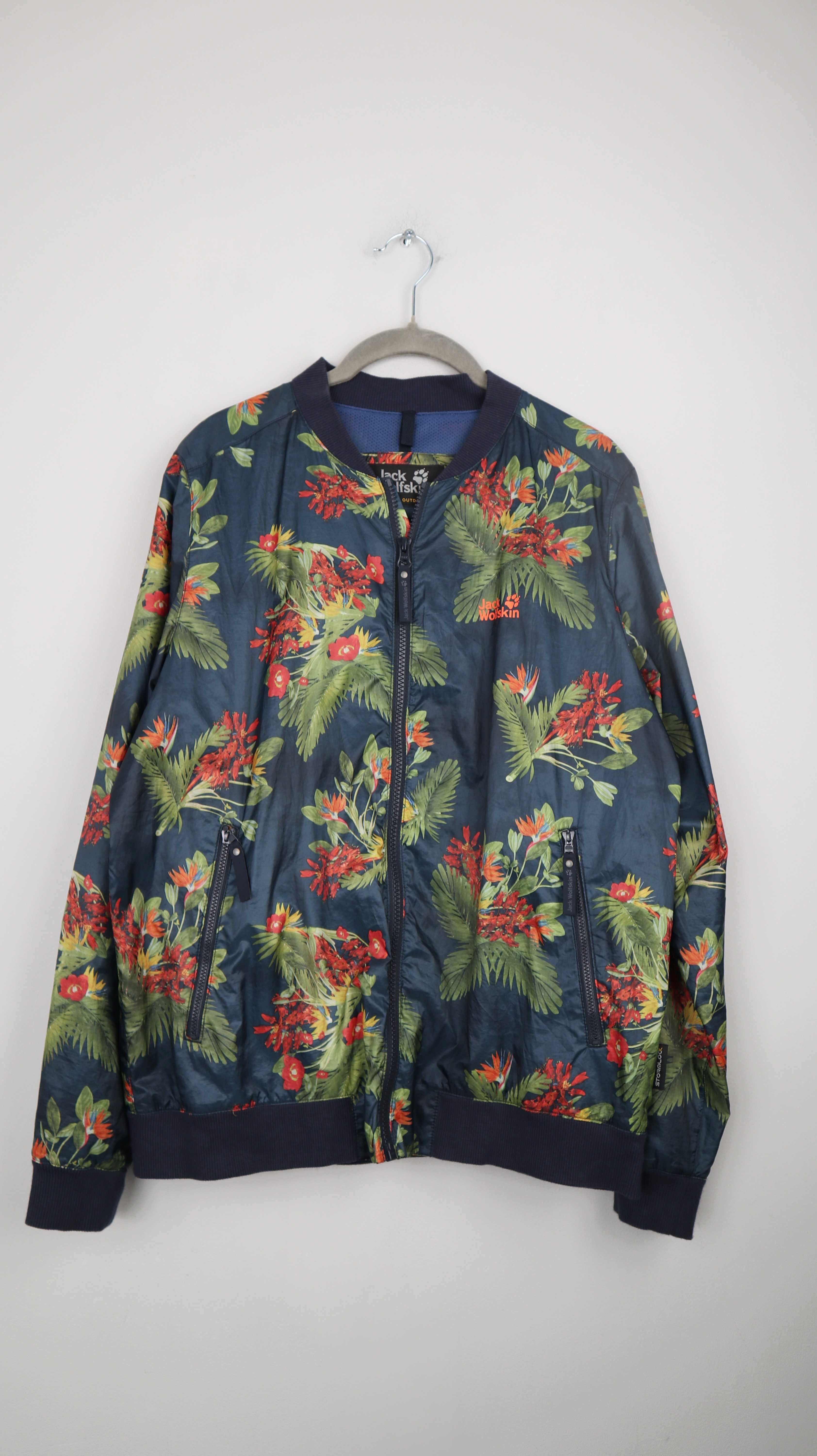 Jack Wolfskin Blouson Jacke Bomberjacke 38 M Blau Dschungel Floral