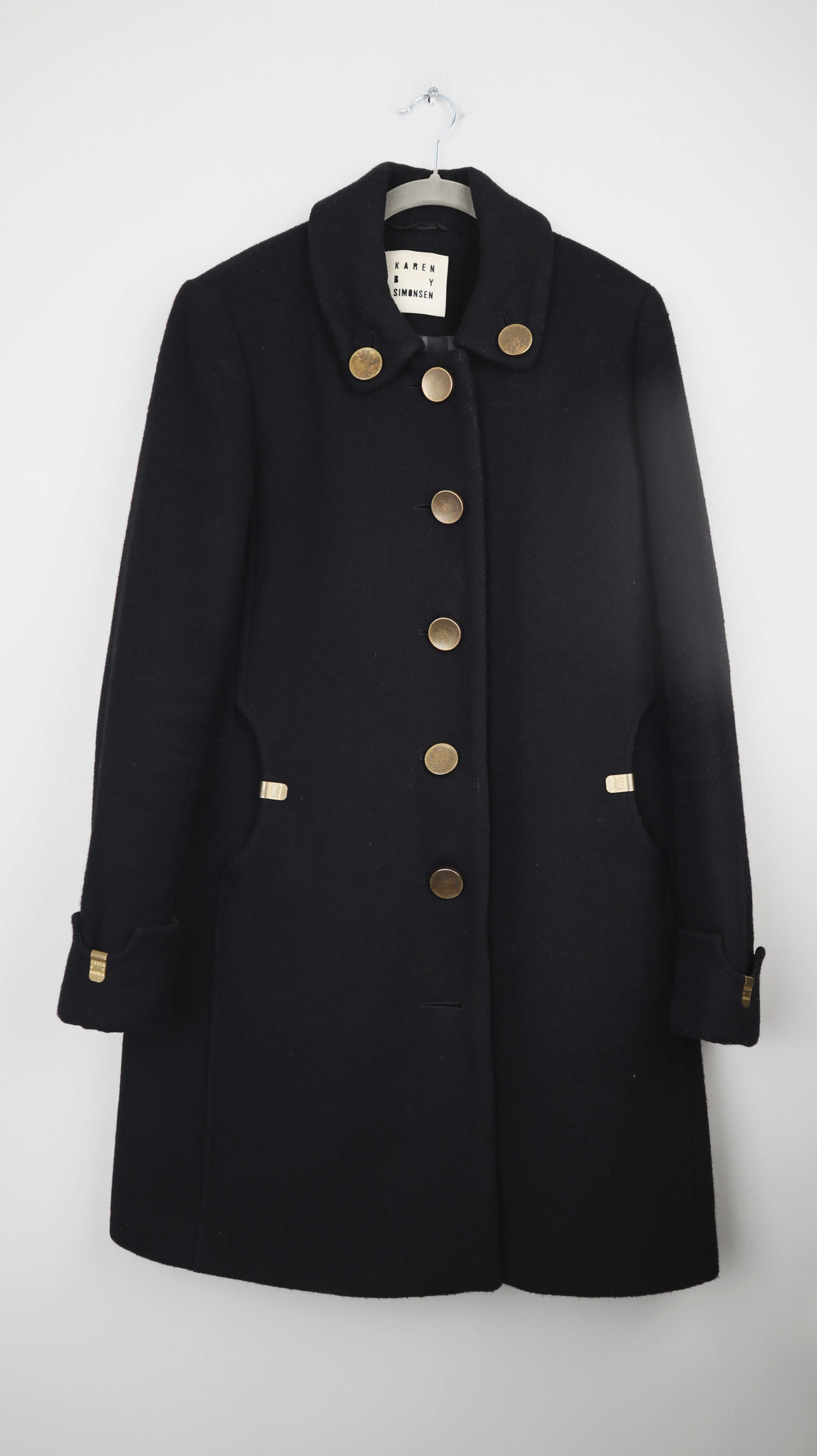 Karen Simonsen Mantel 38 M Schwarz Gold Wollmantel Design