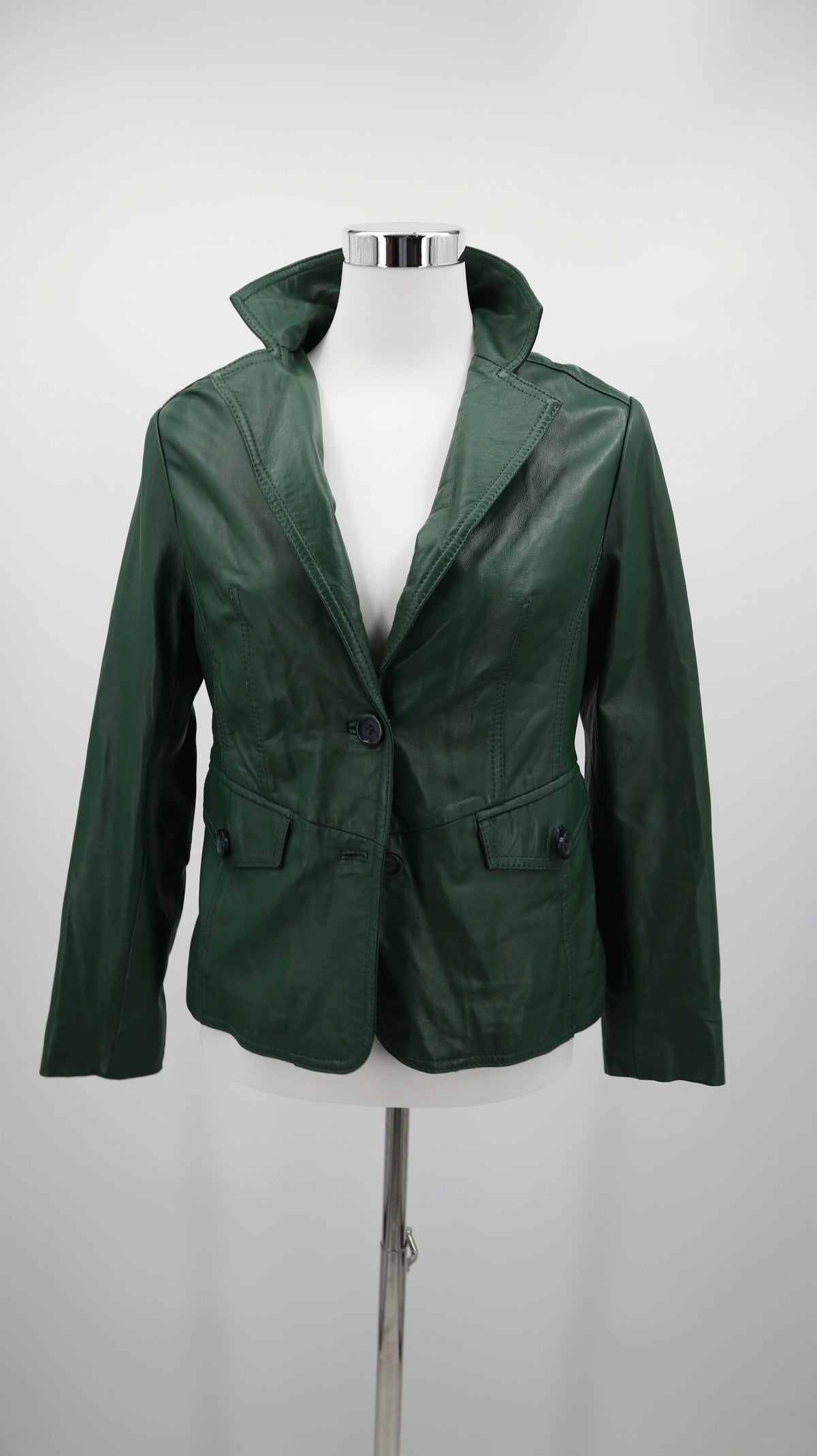 Alba Mode Jacke Lederjacke Grün 36 S Lammnappaleder dunkelgrün