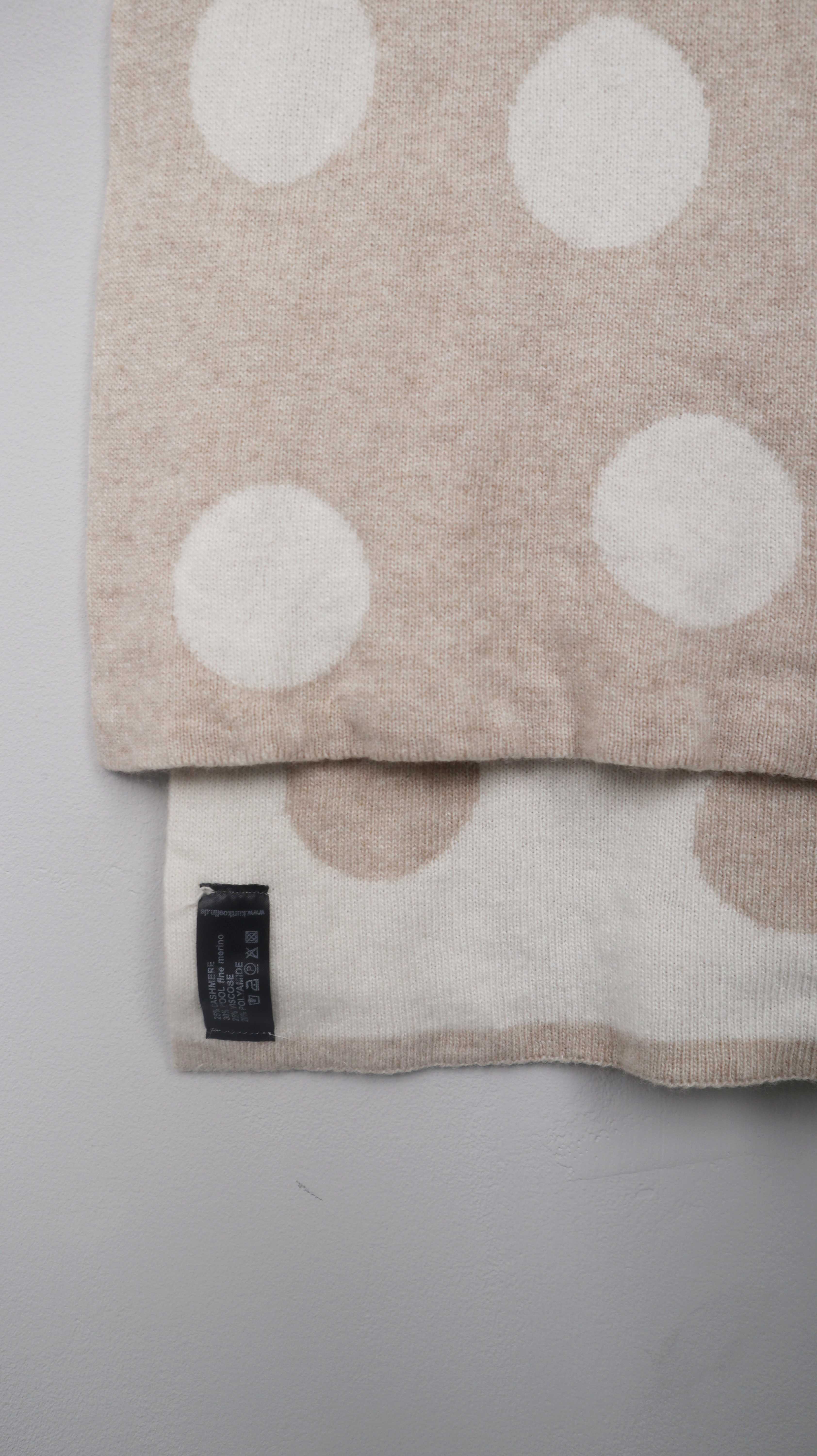 Kurt Kölln Schal Beige Creme weiß Strickschal Wolle Cashmere gepunktet